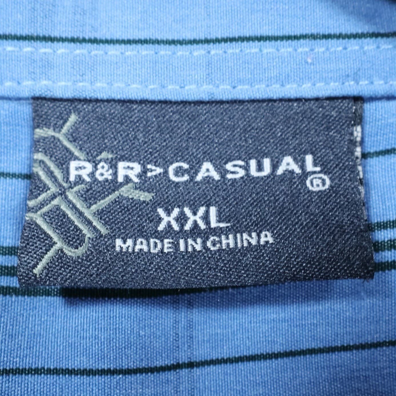 R&R Casual Button Down Mens XXL Blue Excellent Plaid Pattern - Thumbnail 7