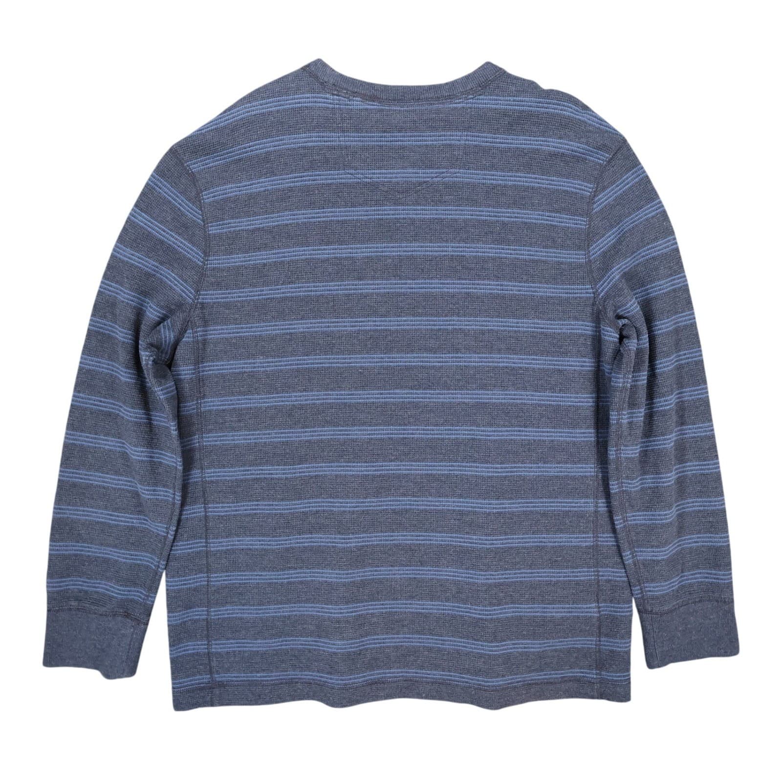 Eddie Bauer Outdoor Shirt Mens XL Blue Excellent Striped Waffle Knit Thermal LS - Thumbnail 2