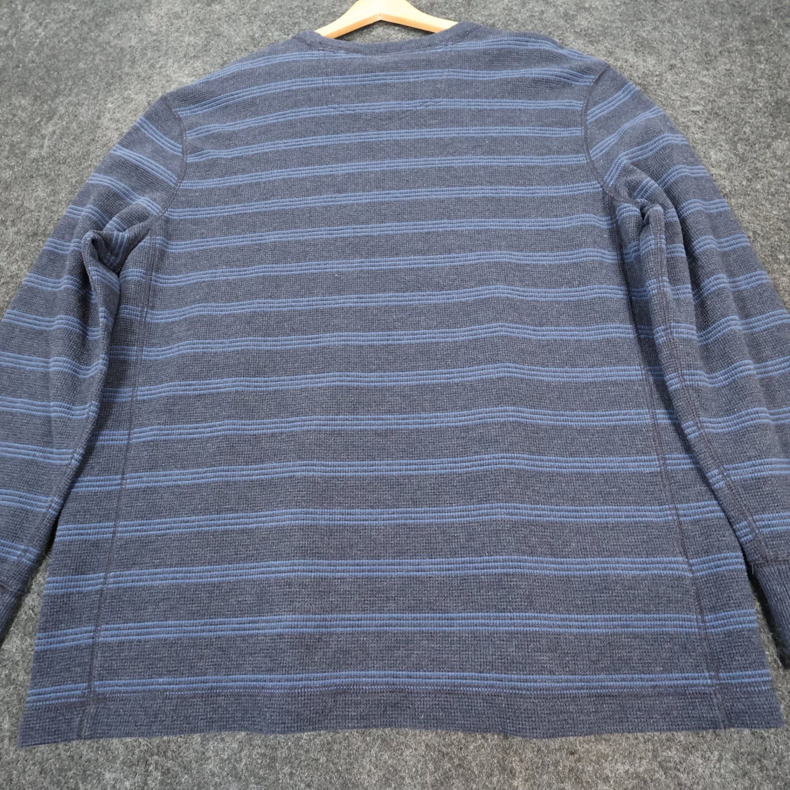 Eddie Bauer Outdoor Shirt Mens XL Blue Excellent Striped Waffle Knit Thermal LS - Thumbnail 10