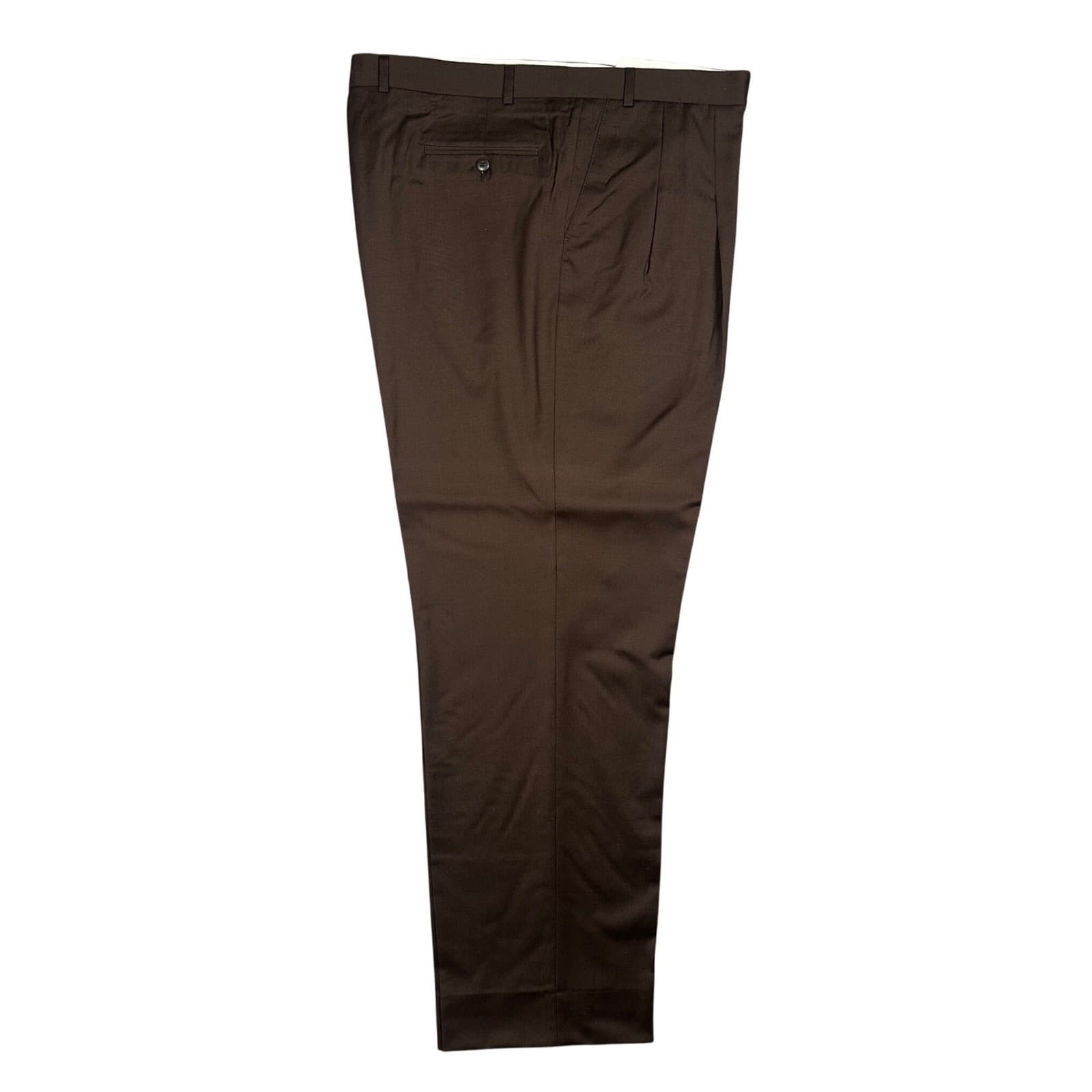 Carlo Mandrone Dress Pants Mens 44L Brown Super 110s Wool Pleated - Thumbnail 2