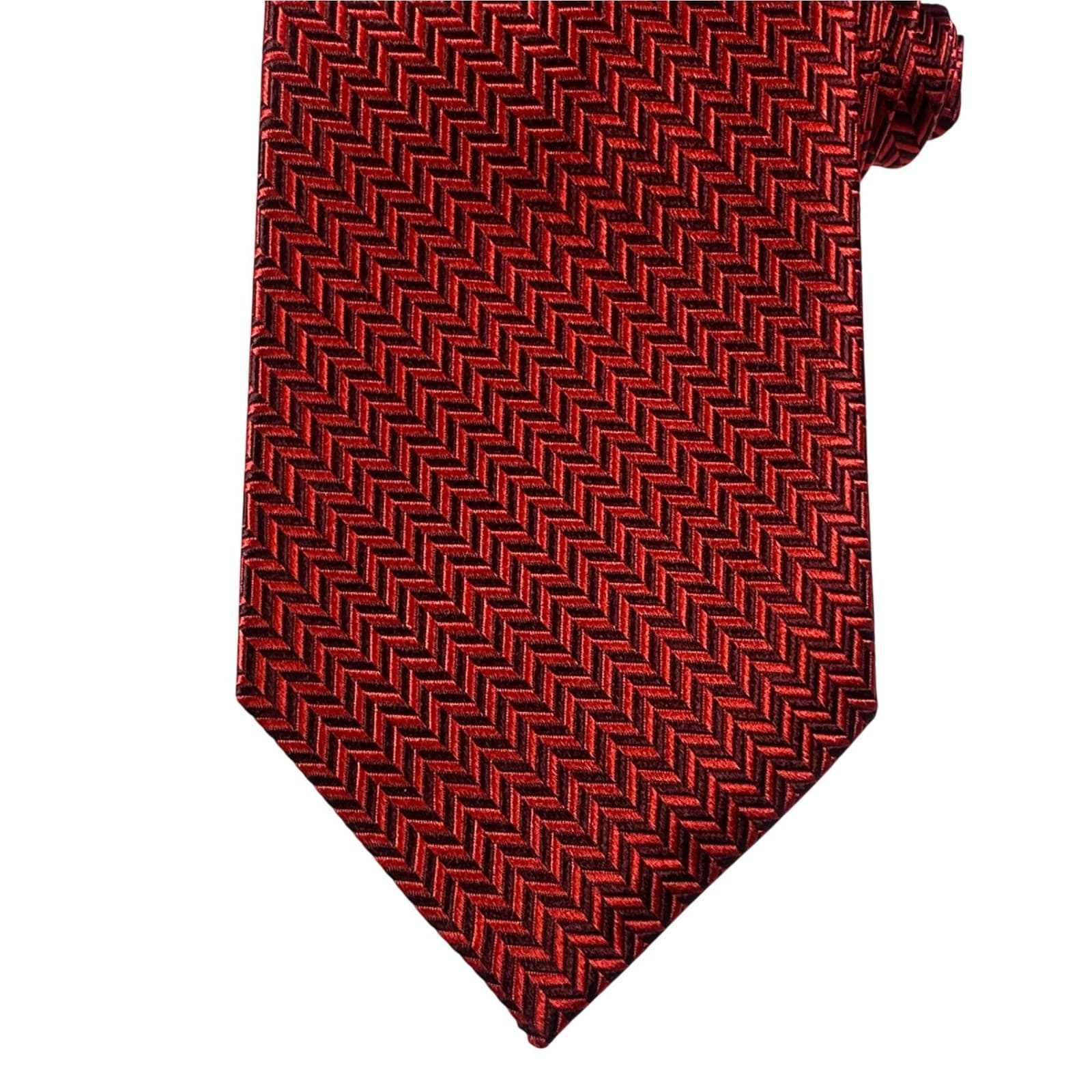 Paul Fredrick Red Geometric Silk Necktie Men Formal Business NWT - Thumbnail 3