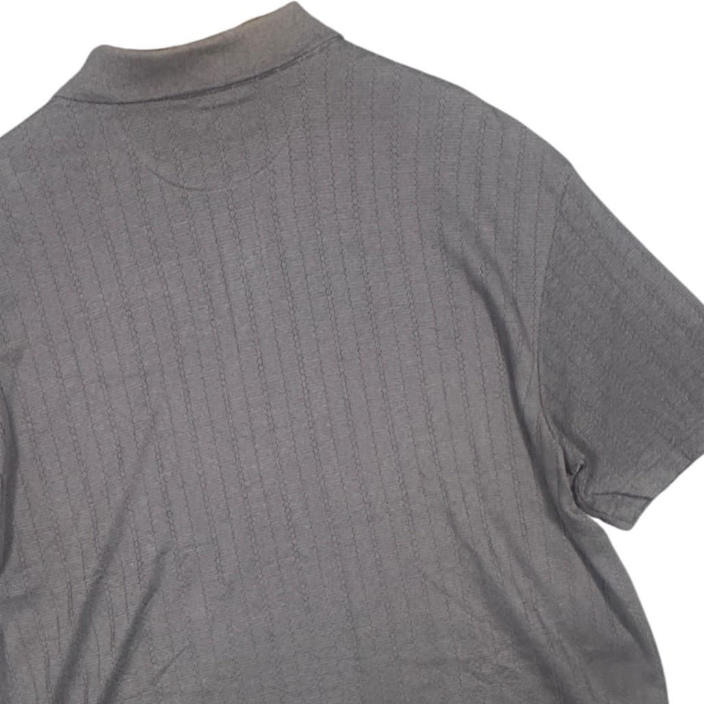 J Ferrar Mens Gray Textured Stripe Short Sleeve Polo Shirt XL NWT - Thumbnail 3