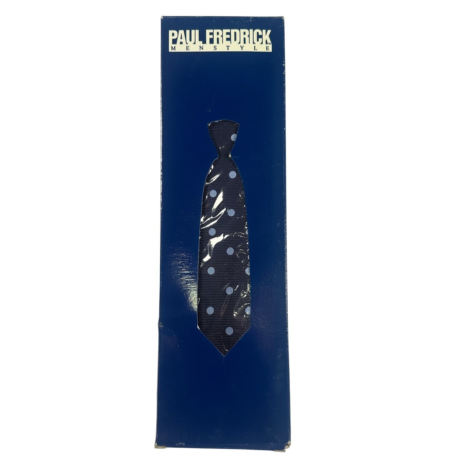 Paul Fredrick Mens Navy Blue Polka Dot Silk Necktie NWT - Thumbnail 5