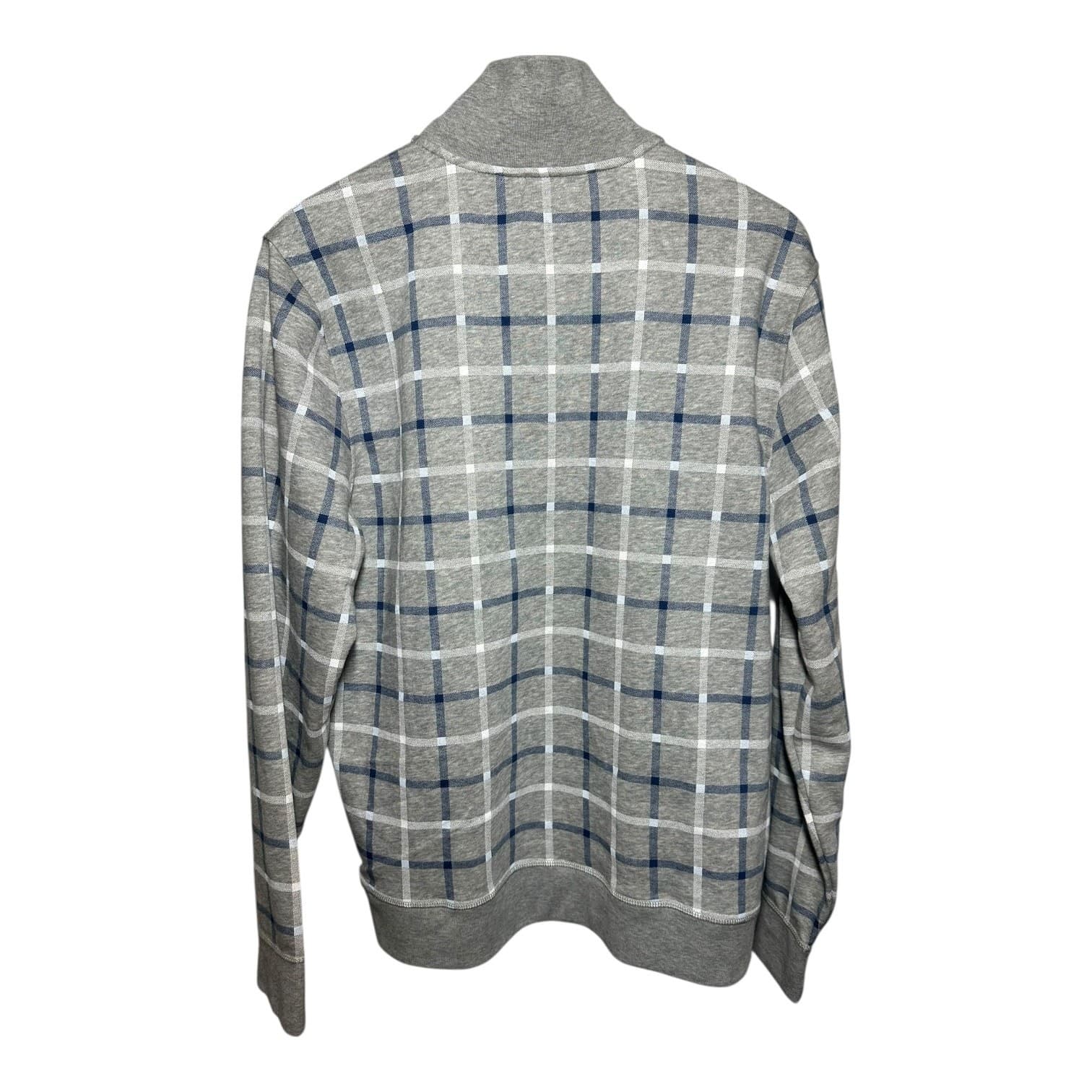 Nautica Men's Medium Grey Heather Plaid Quarter-Zip Pullover NWT - Thumbnail 3