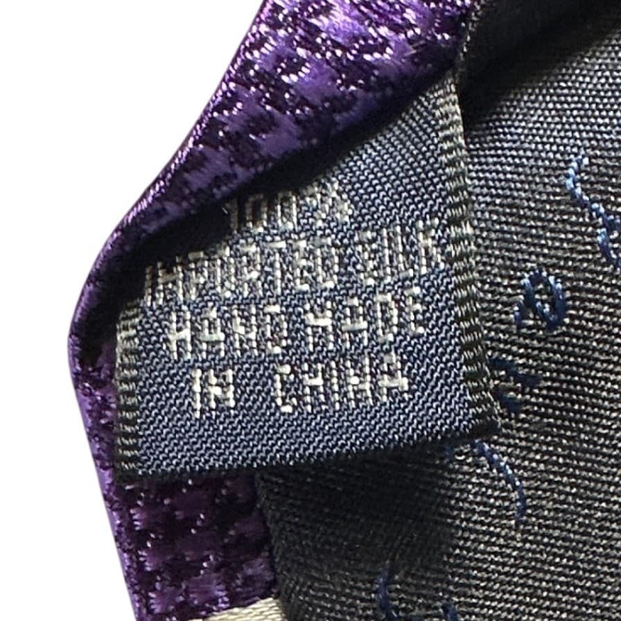 Paul Fredrick Mens Purple Grid Pattern Silk Tie Hand Made NWT - Thumbnail 5