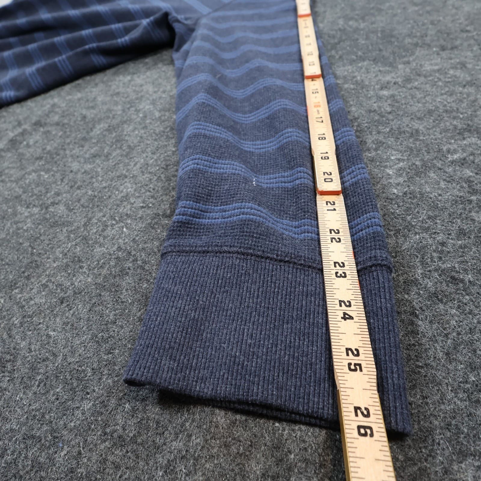 Eddie Bauer Outdoor Shirt Mens XL Blue Excellent Striped Waffle Knit Thermal LS - Thumbnail 4