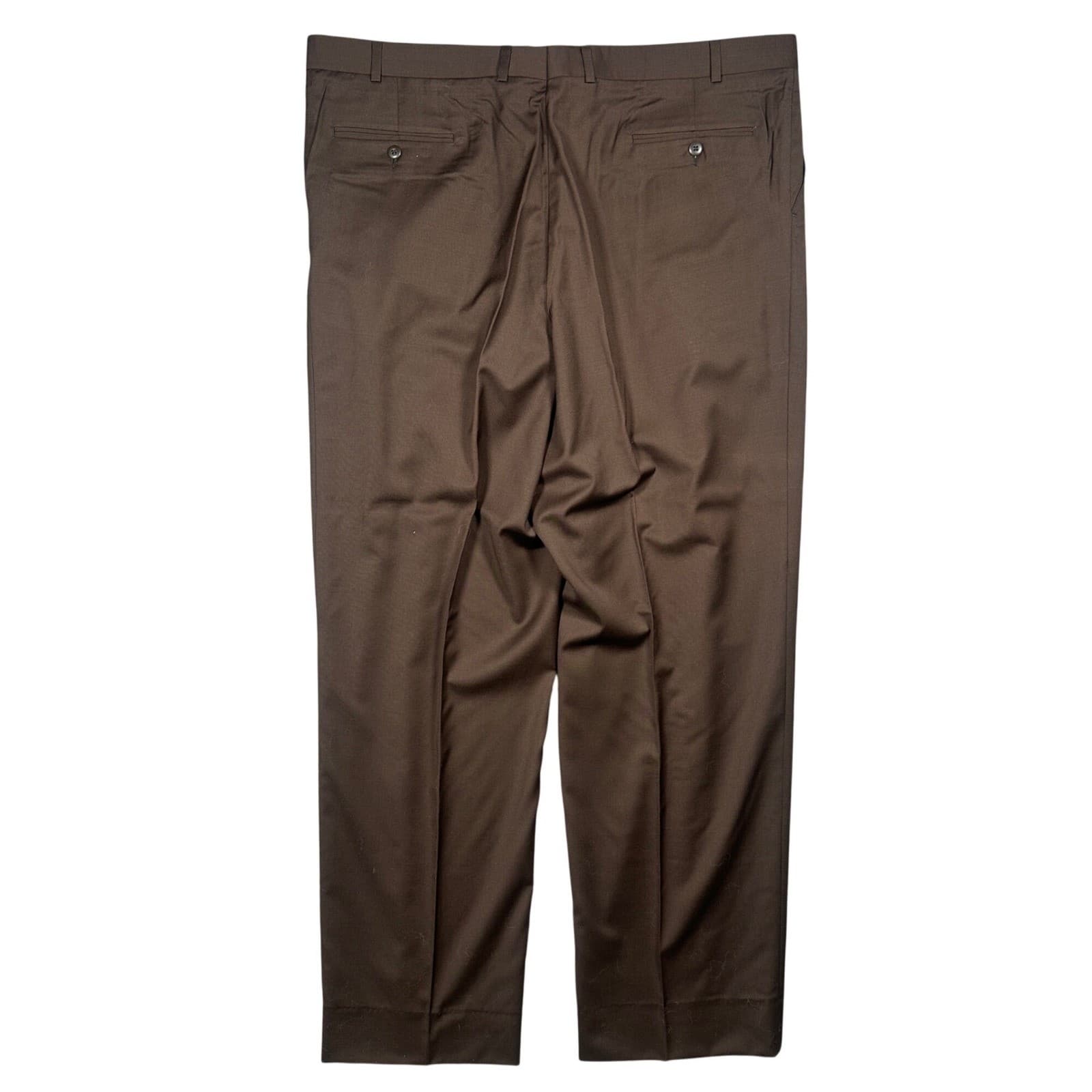 Carlo Mandrone Dress Pants Mens 44L Brown Super 110s Wool Pleated - Thumbnail 5