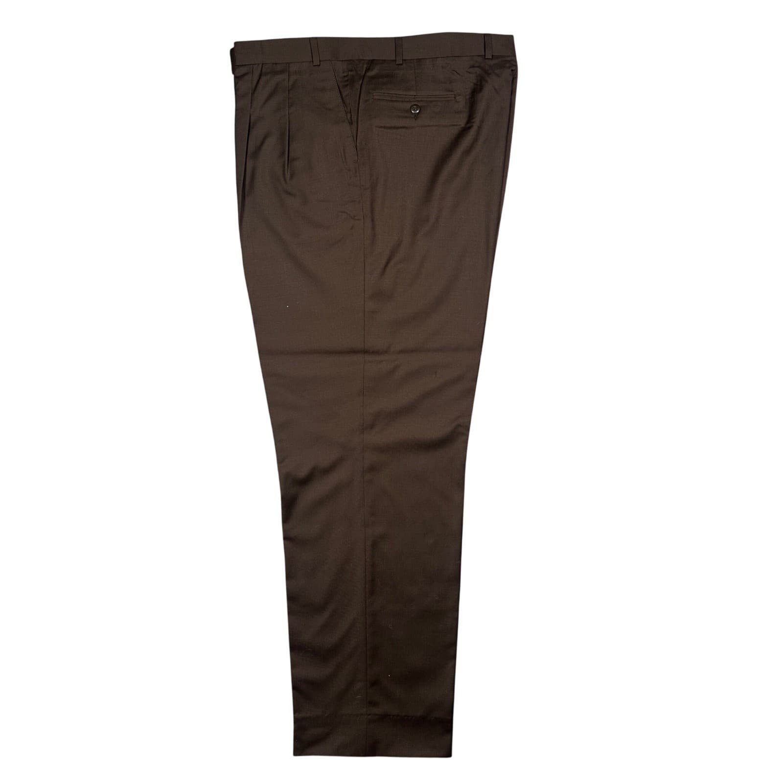 Carlo Mandrone Dress Pants Mens 44L Brown Super 110s Wool Pleated - Thumbnail 3