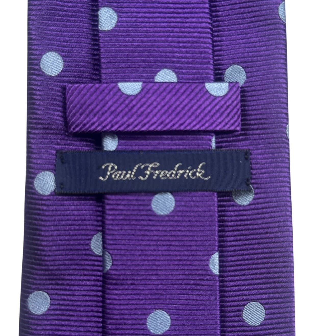 Paul Fredrick Mens Silk Polka Dot Tie Purple Light Blue Formal Necktie - Thumbnail 4