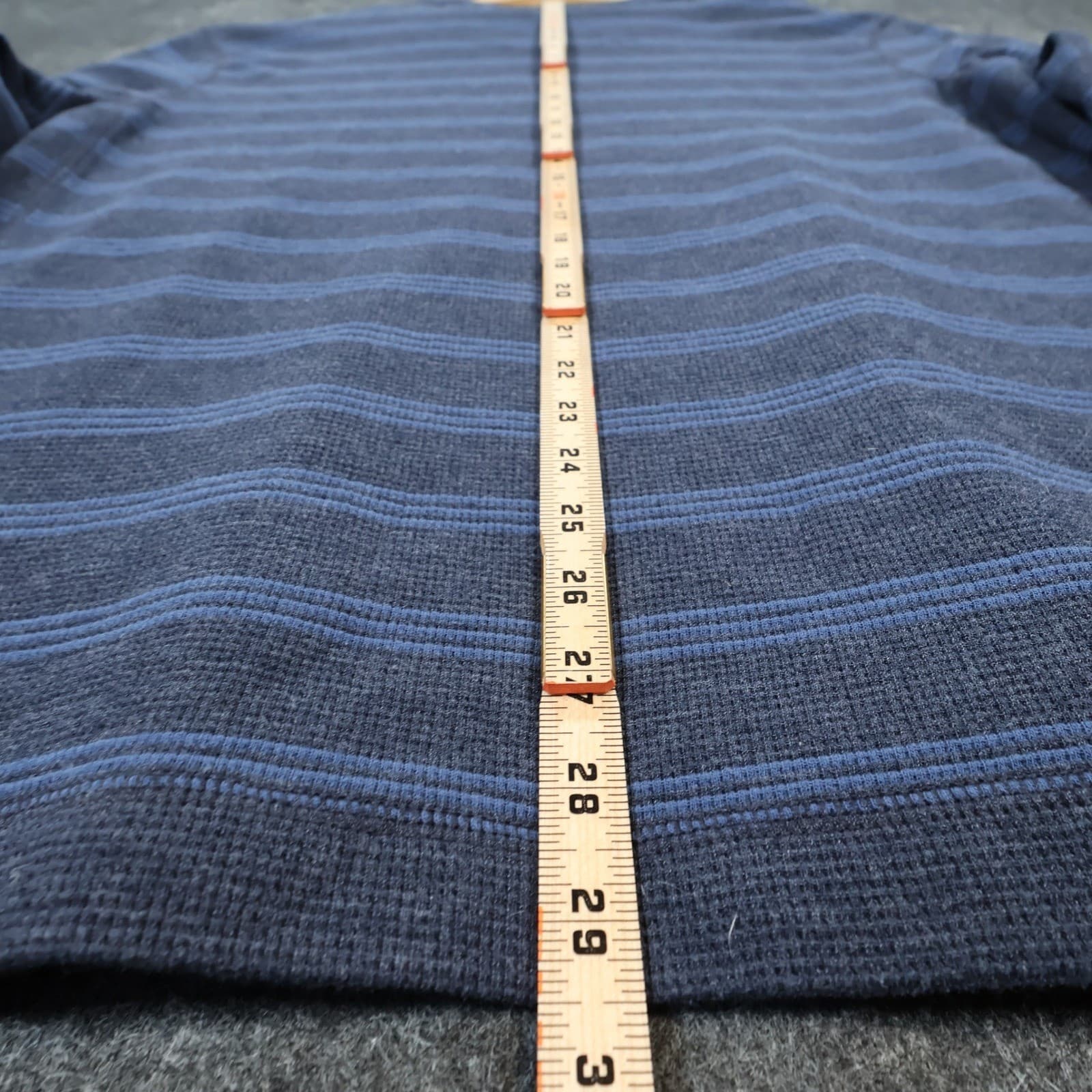 Eddie Bauer Outdoor Shirt Mens XL Blue Excellent Striped Waffle Knit Thermal LS - Thumbnail 5