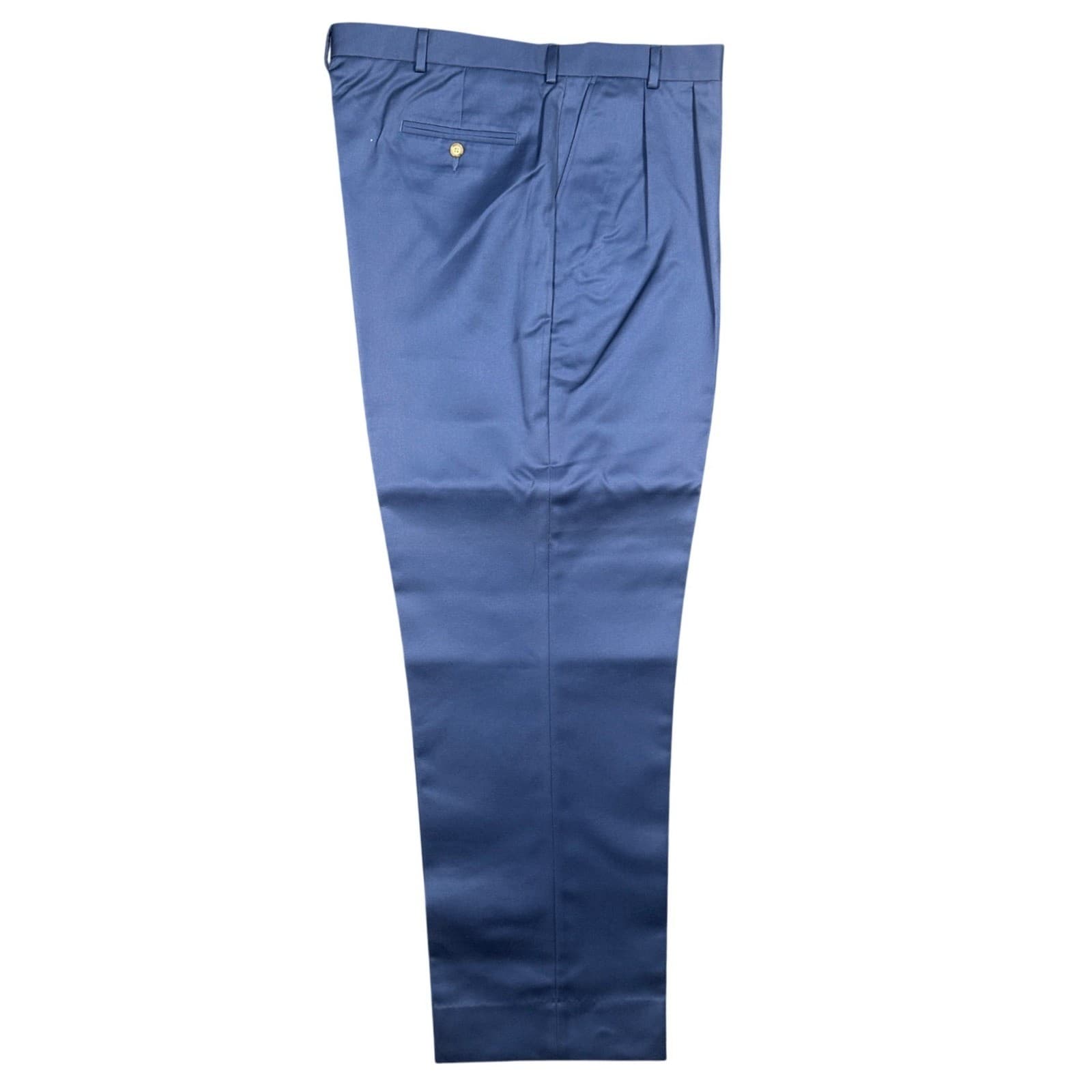 Lands' End Dress Pants Mens 44 Long Blue Pleated Cotton Chinos Trousers - Thumbnail 2