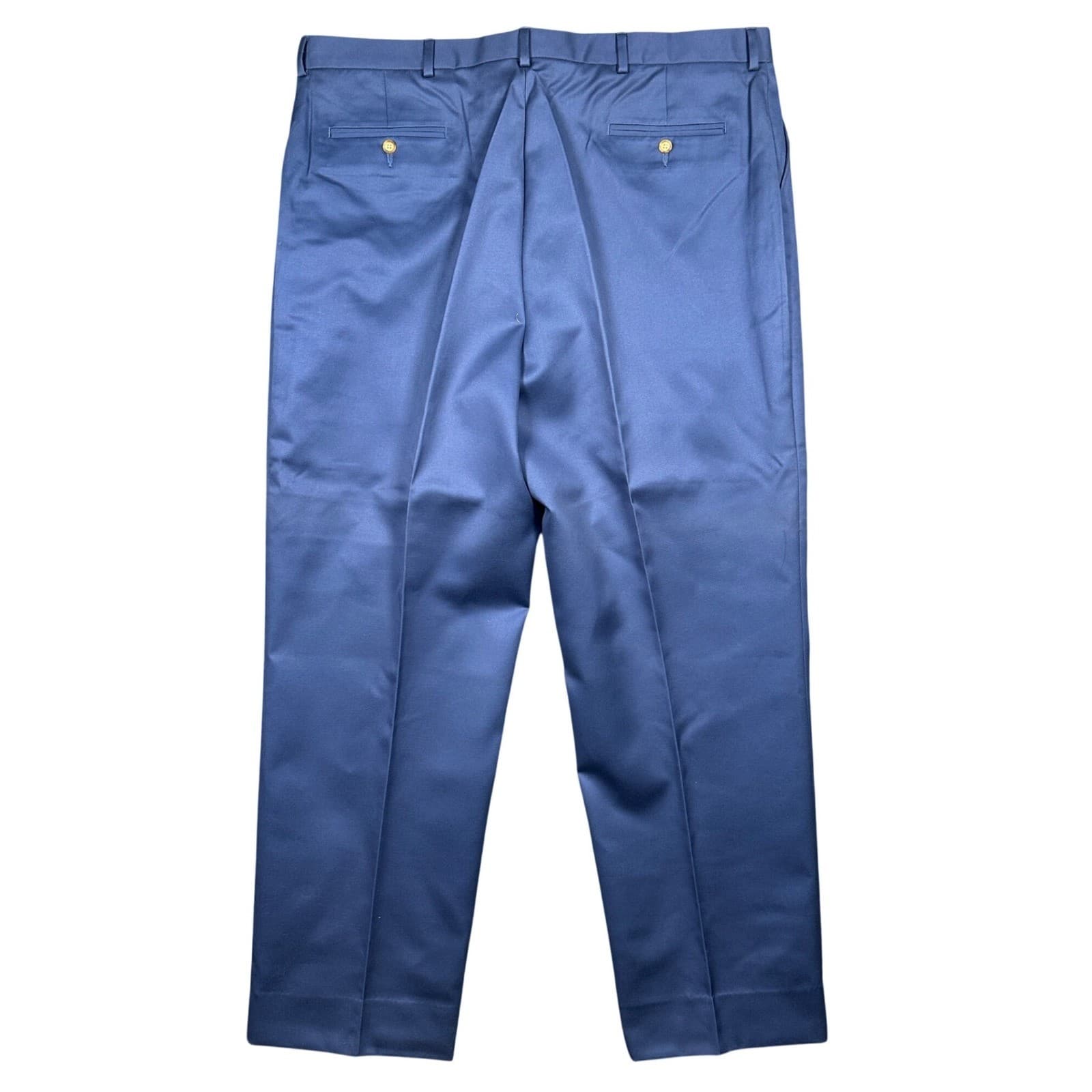 Lands' End Dress Pants Mens 44 Long Blue Pleated Cotton Chinos Trousers - Thumbnail 5