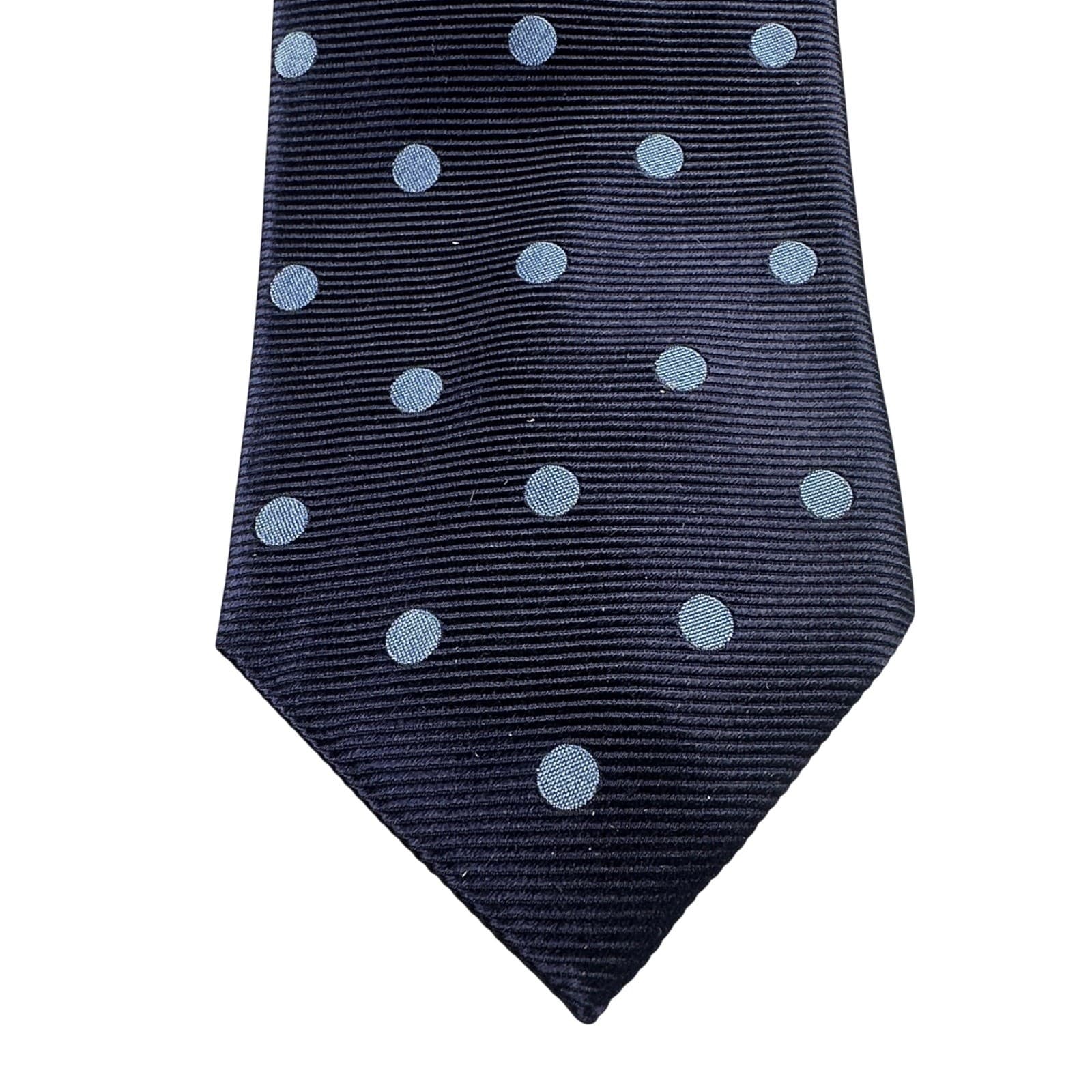 Paul Fredrick Mens Navy Blue Polka Dot Silk Necktie NWT - Thumbnail 3