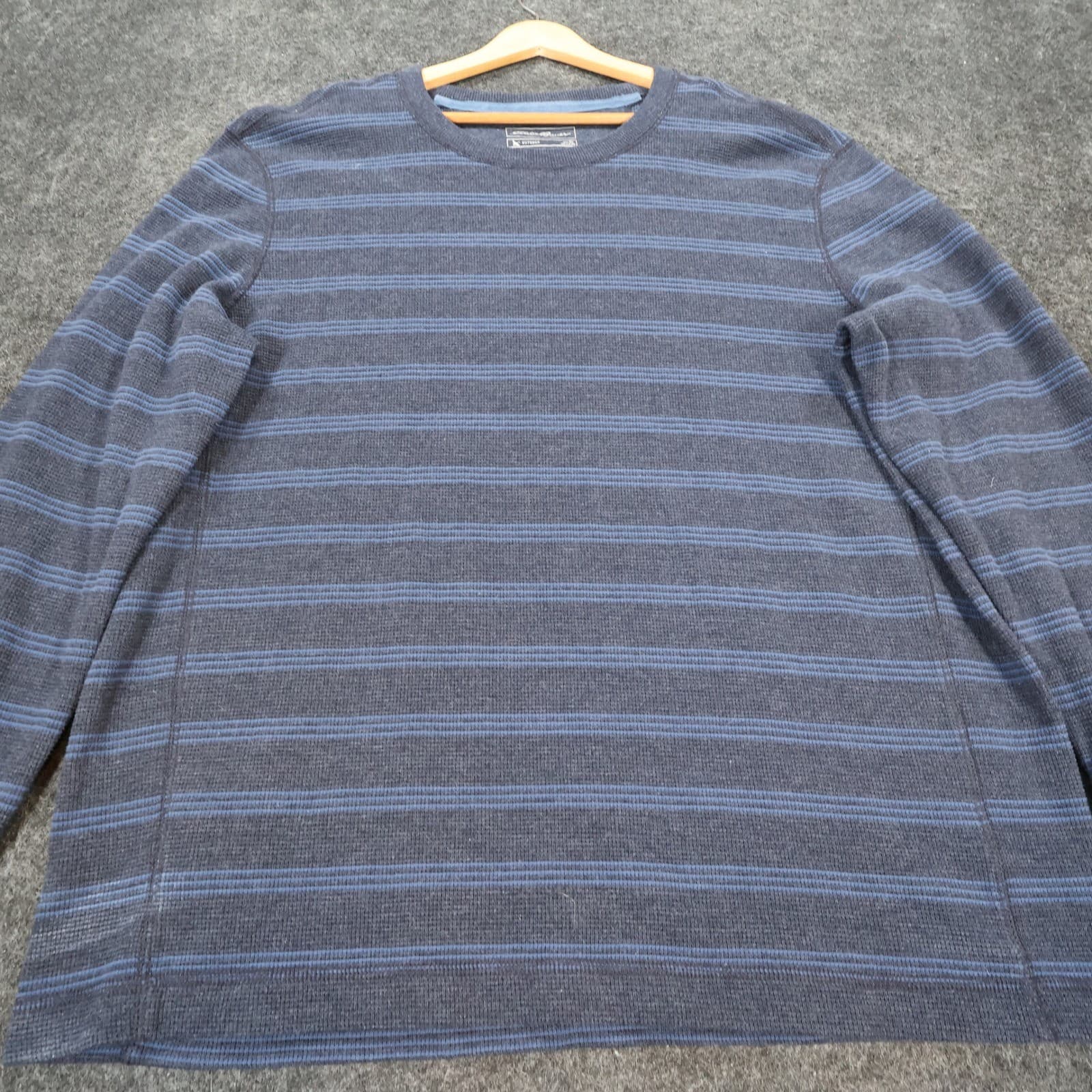 Eddie Bauer Outdoor Shirt Mens XL Blue Excellent Striped Waffle Knit Thermal LS - Thumbnail 9