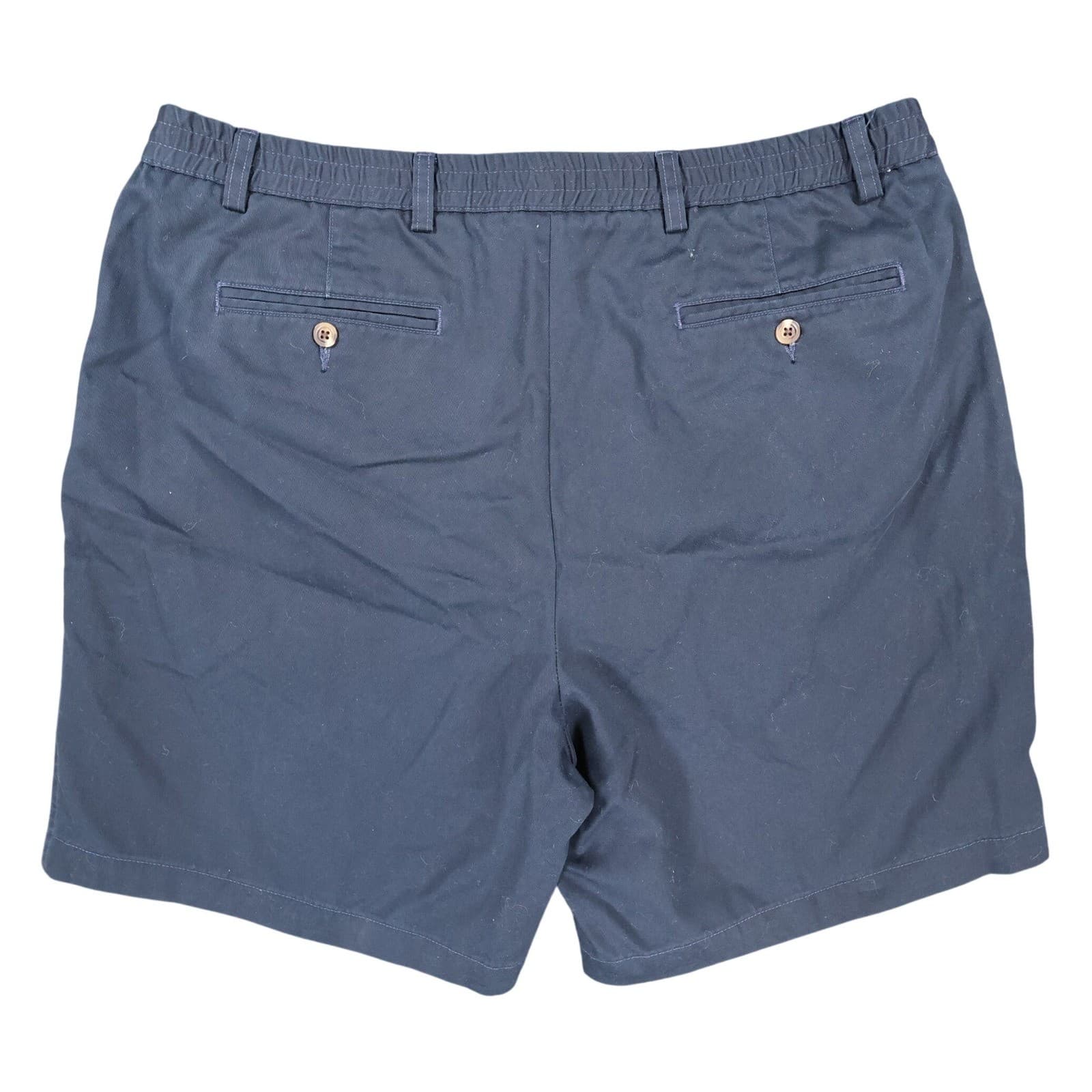 Roundtree & Yorke Shorts Mens 42 Blue Excellent Elastic Waist Easy Care Cotton - Thumbnail 2