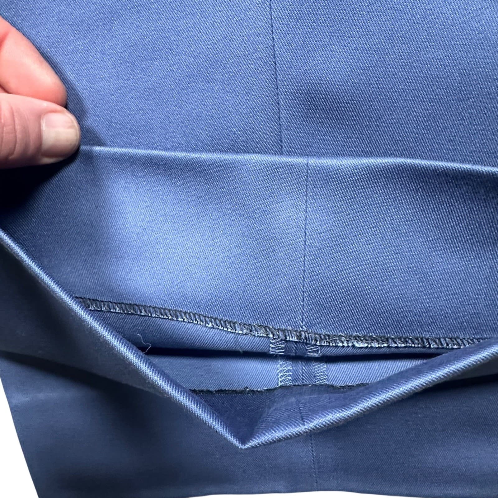 Lands' End Dress Pants Mens 44 Long Blue Pleated Cotton Chinos Trousers - Thumbnail 7