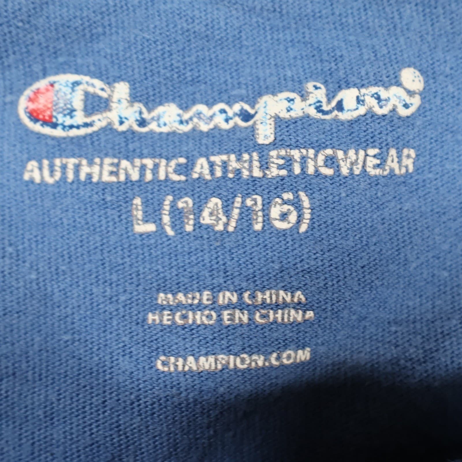 Champion T Shirt Boys Large 14/16 Blue Excellent Vertical Graphic Logo - Thumbnail 7