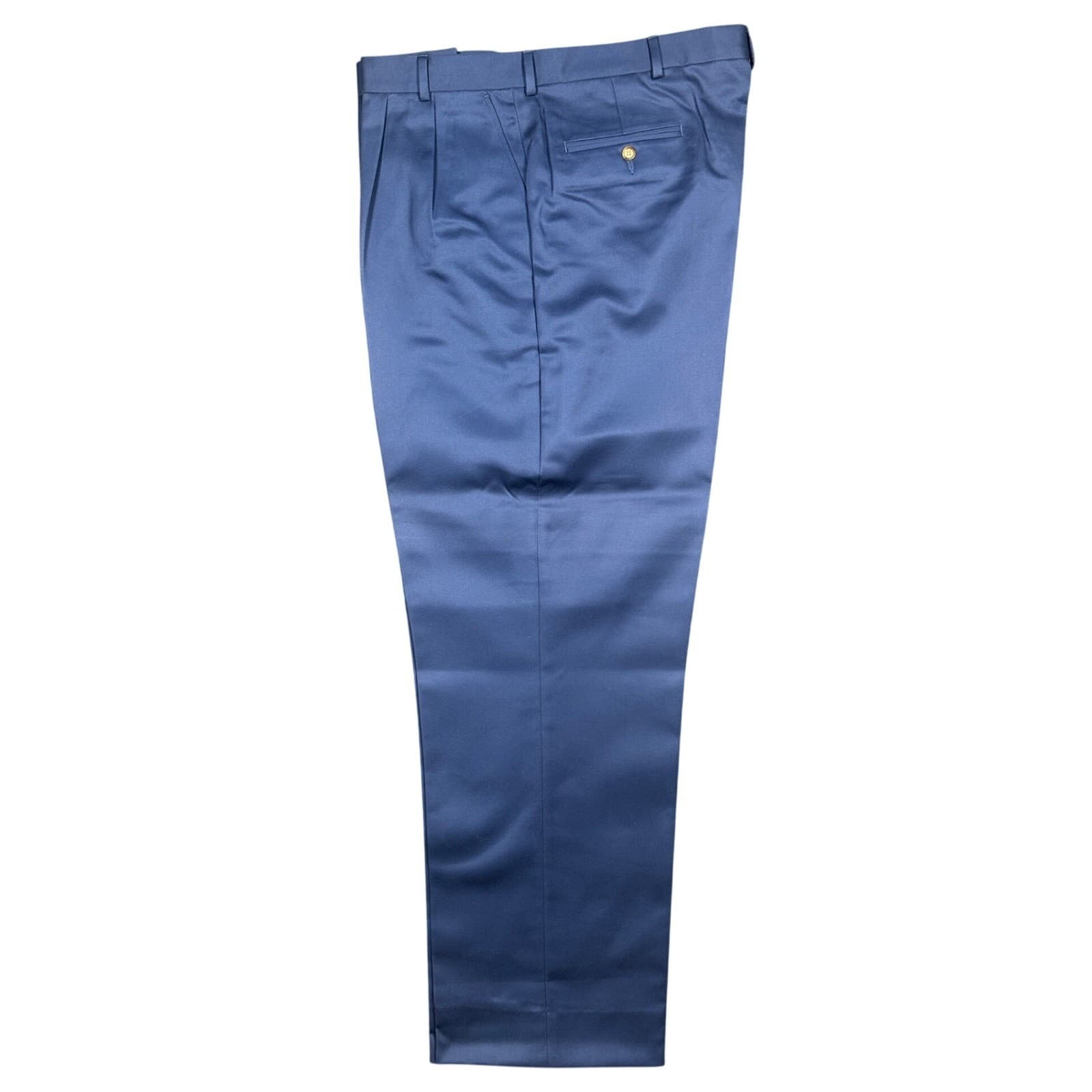 Lands' End Dress Pants Mens 44 Long Blue Pleated Cotton Chinos Trousers - Thumbnail 3