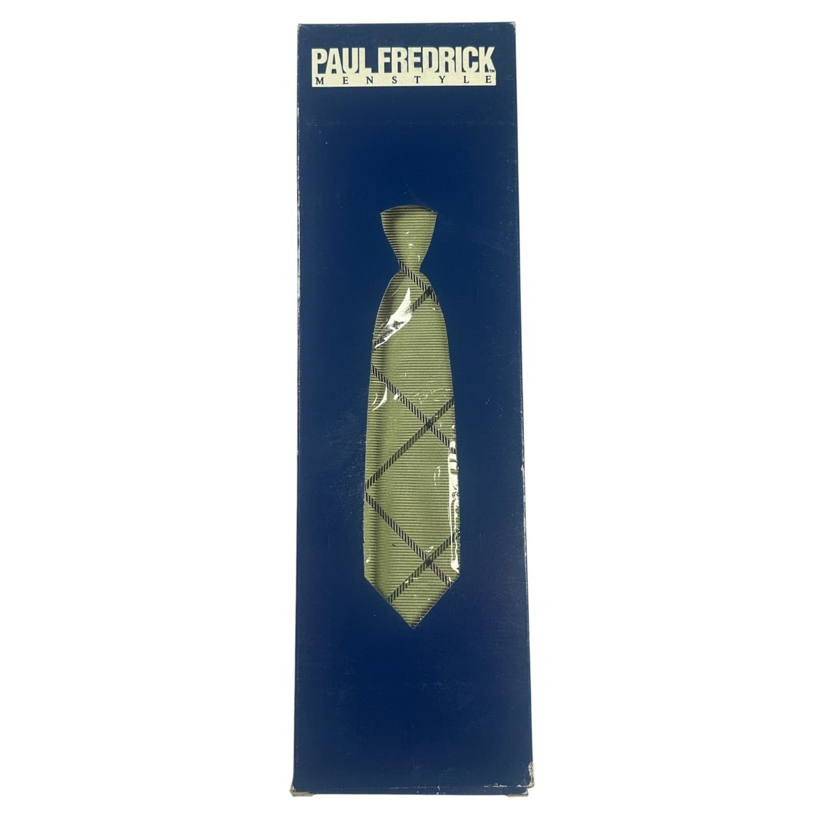Paul Fredrick Mens Classic Green Plaid Silk Necktie NWT - Thumbnail 4