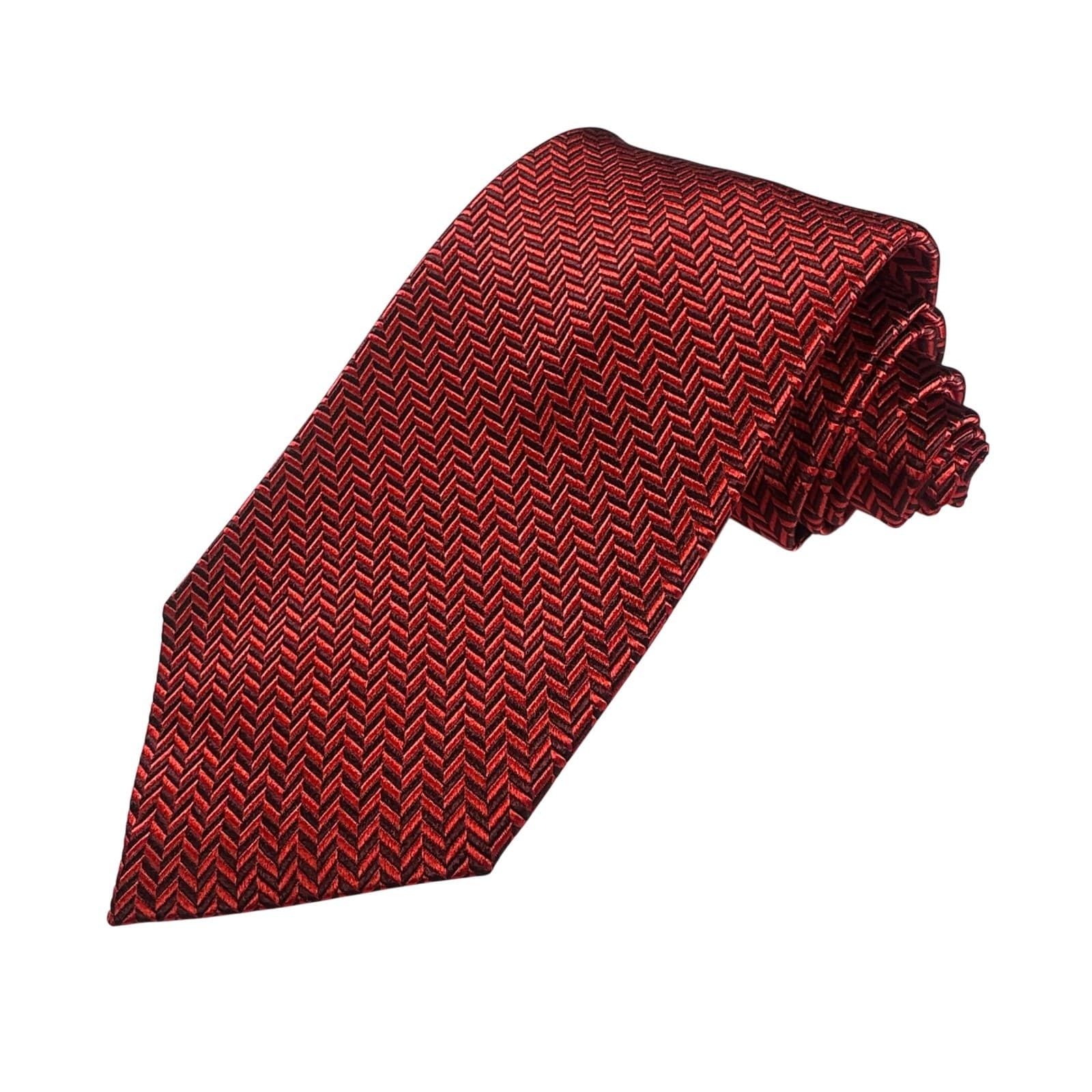 Paul Fredrick Red Geometric Silk Necktie Men Formal Business NWT - Thumbnail 2