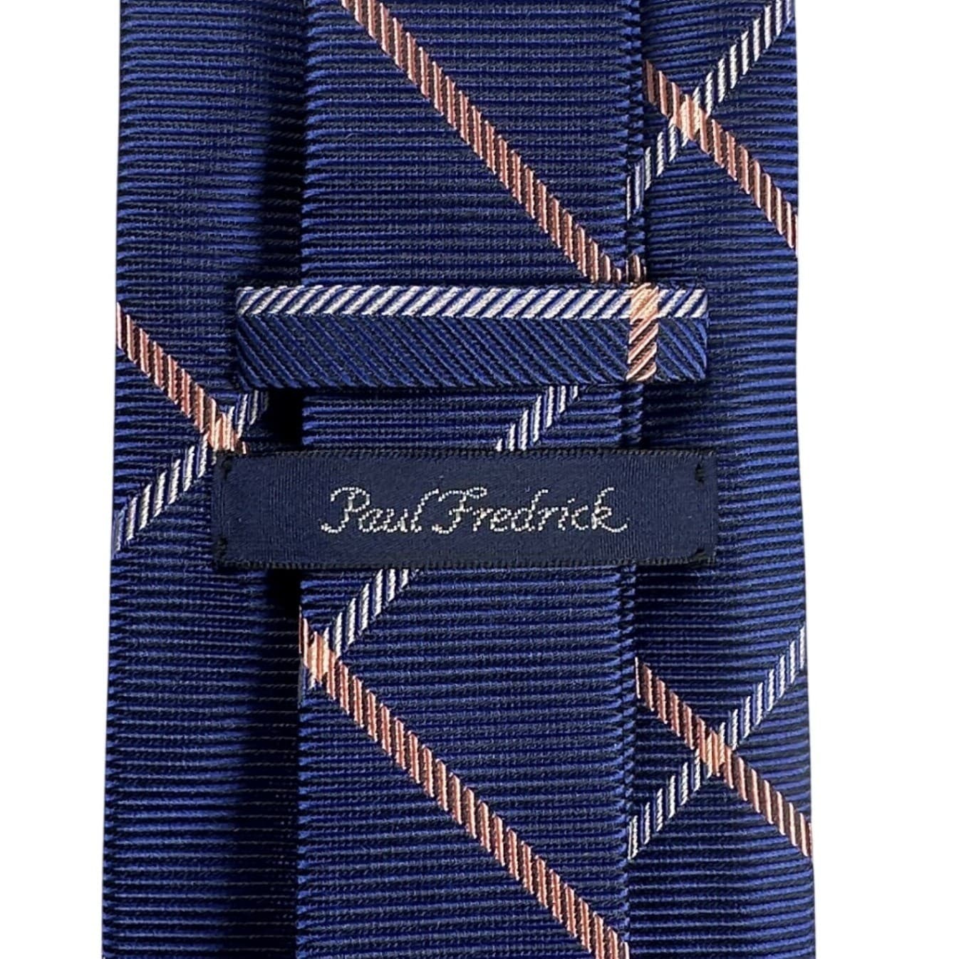 Paul Fredrick Mens Navy Blue Plaid Silk Necktie Italian Hand Tailored NWT - Thumbnail 4
