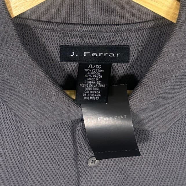 J Ferrar Mens Gray Textured Stripe Short Sleeve Polo Shirt XL NWT - Thumbnail 7