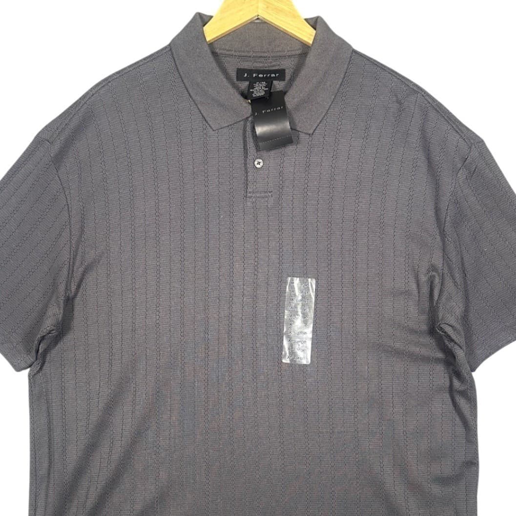 J Ferrar Mens Gray Textured Stripe Short Sleeve Polo Shirt XL NWT - Thumbnail 5