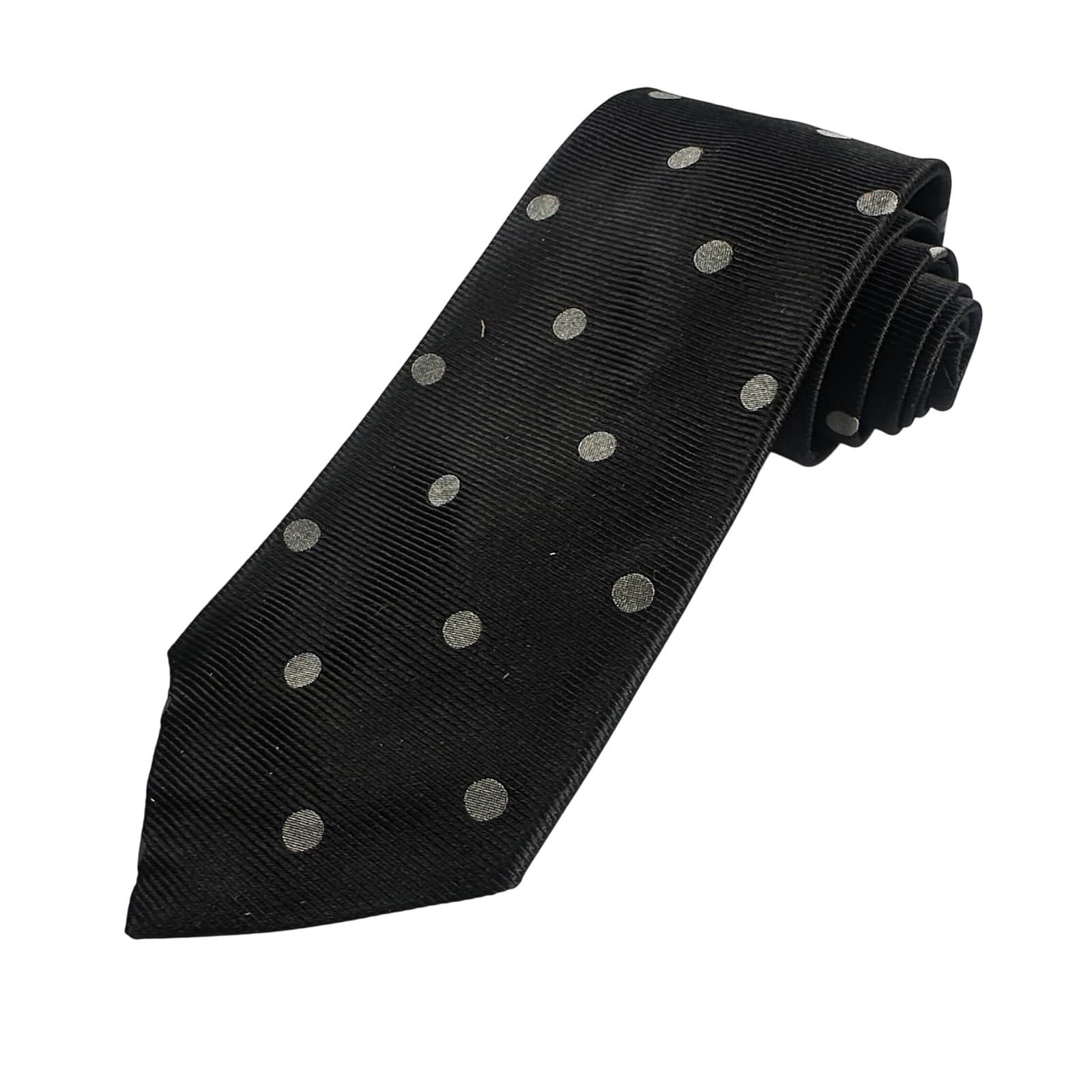 Paul Fredrick Mens Black Polka Dot Silk Tie NWT - Thumbnail 2