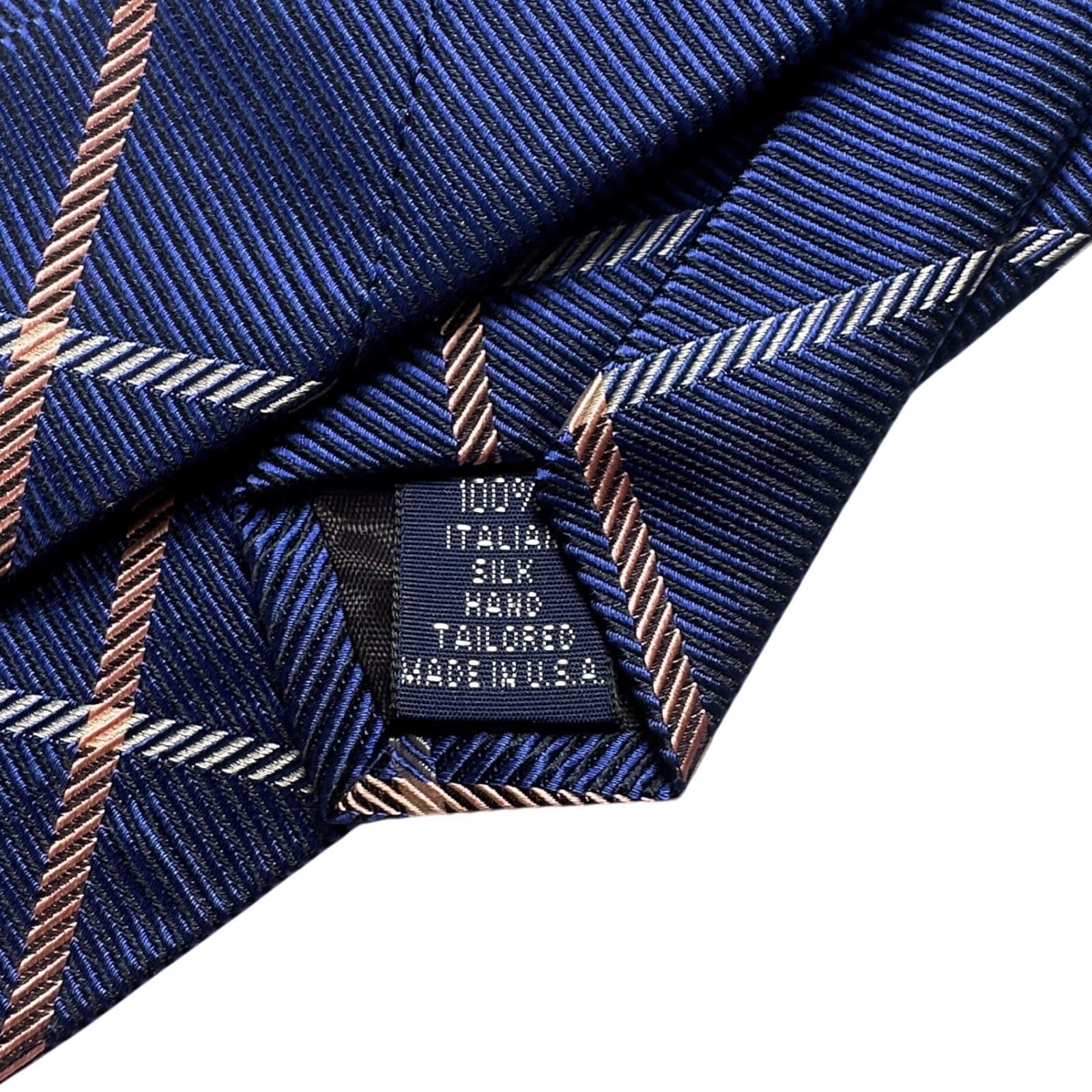 Paul Fredrick Mens Navy Blue Plaid Silk Necktie Italian Hand Tailored NWT - Thumbnail 3