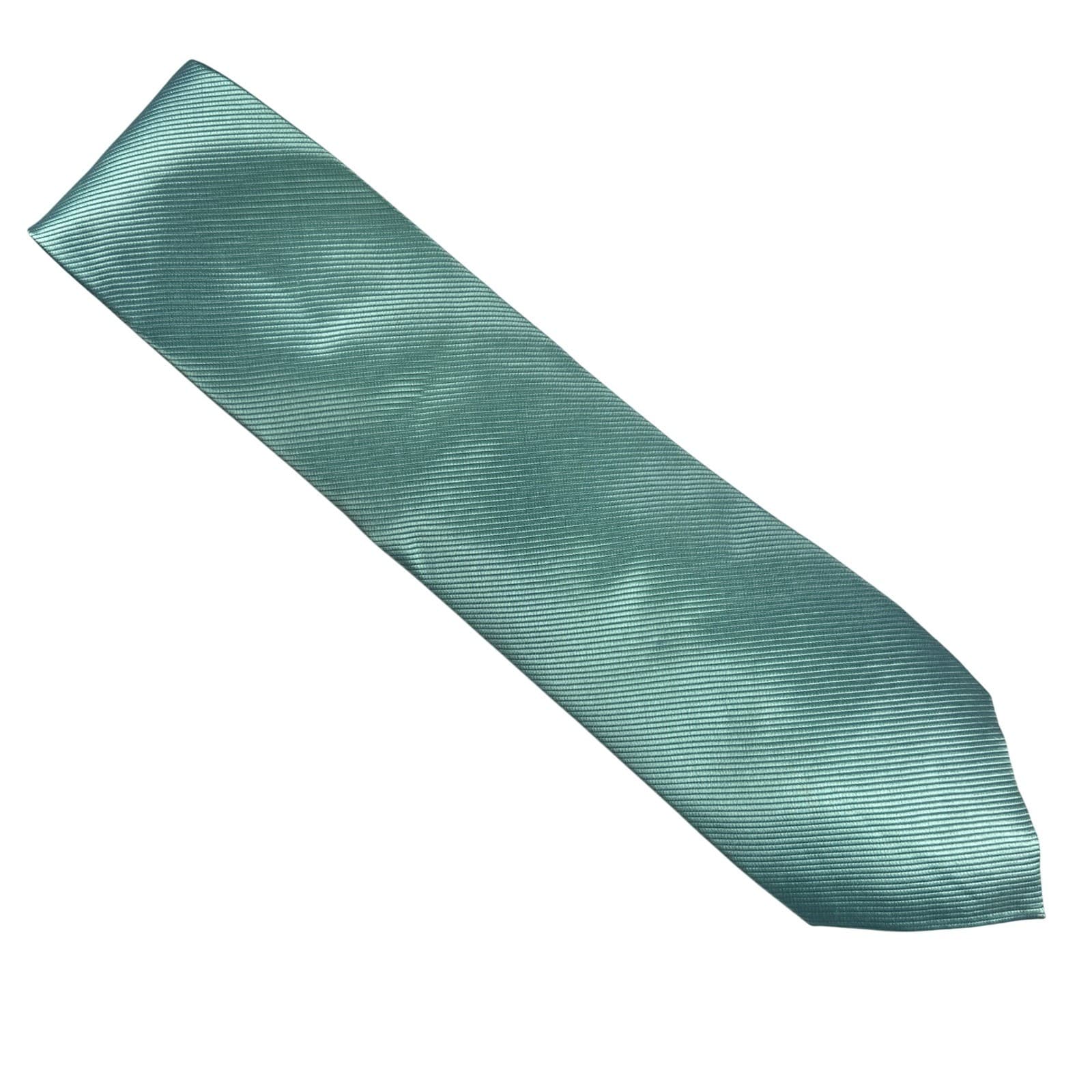Bachrach Teal Blue Diagonal Stripe Silk Necktie Men Formal Business - Thumbnail 2