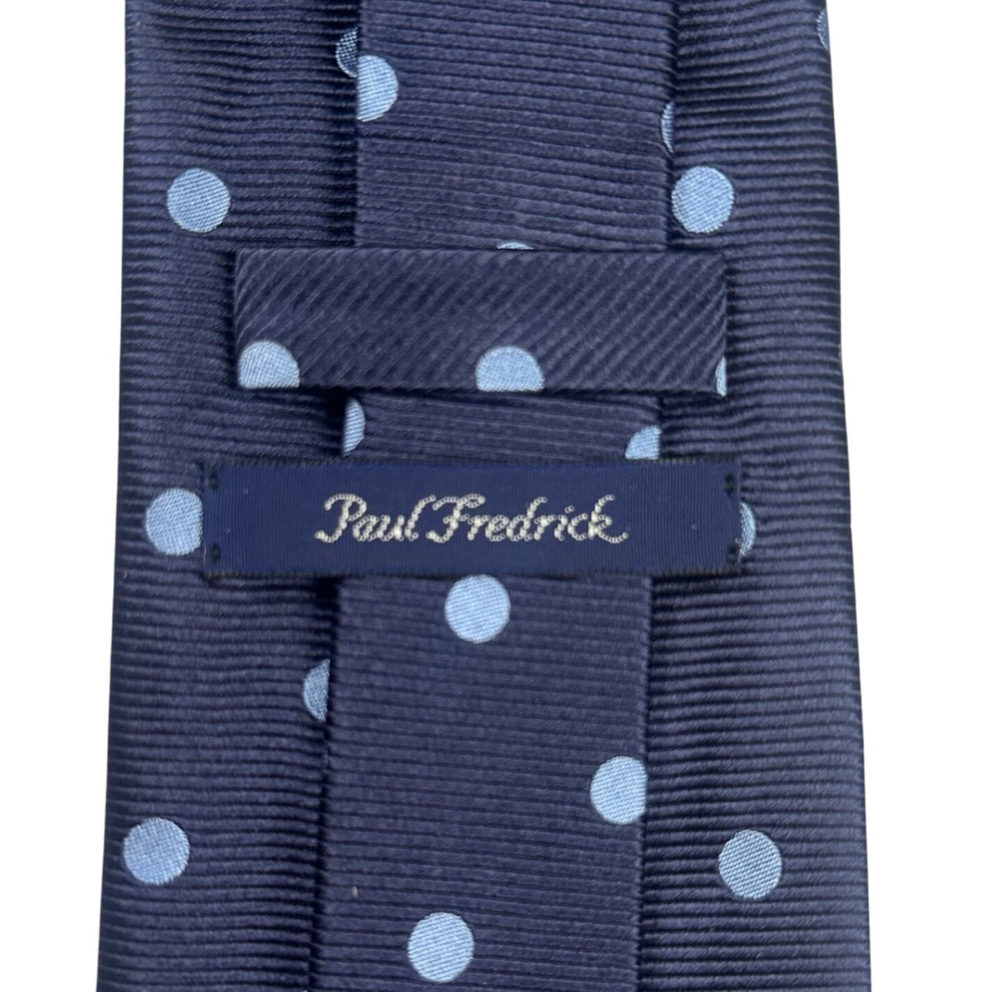 Paul Fredrick Mens Navy Blue Polka Dot Silk Necktie NWT - Thumbnail 4