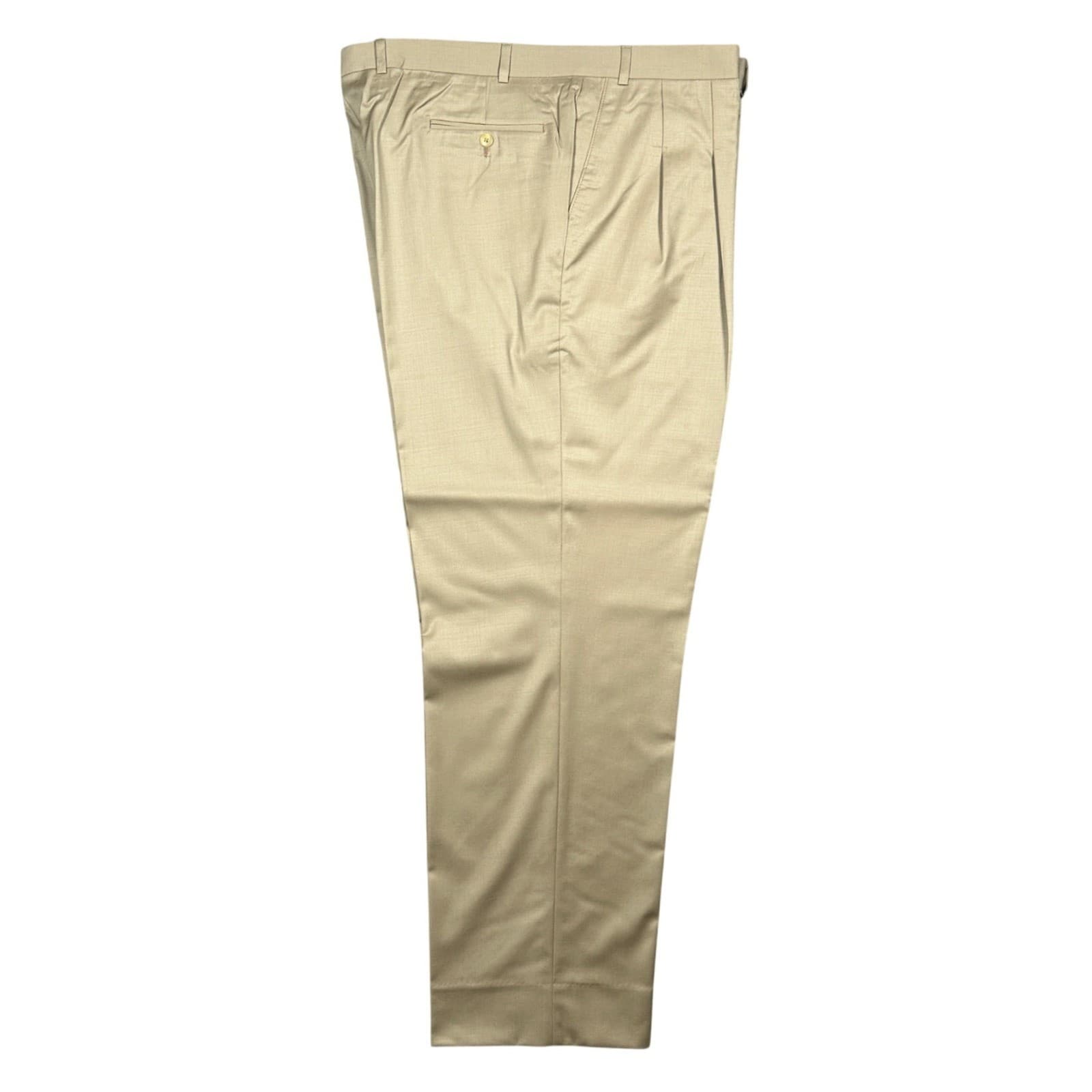 Carlo Mandrone Dress Pants Mens 44L Tan Pleated Made in Canada Trousers - Thumbnail 2