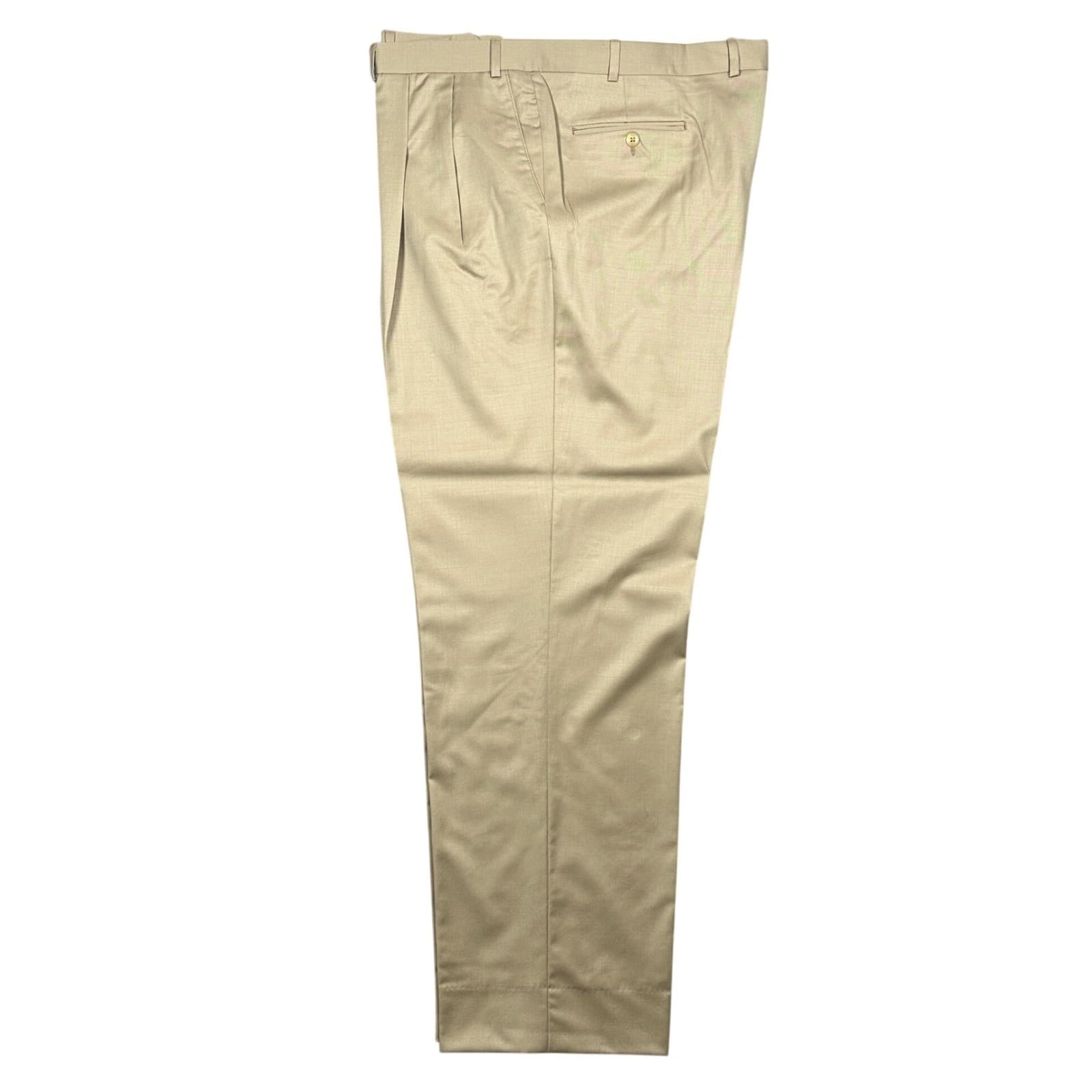 Carlo Mandrone Dress Pants Mens 44L Tan Pleated Made in Canada Trousers - Thumbnail 3