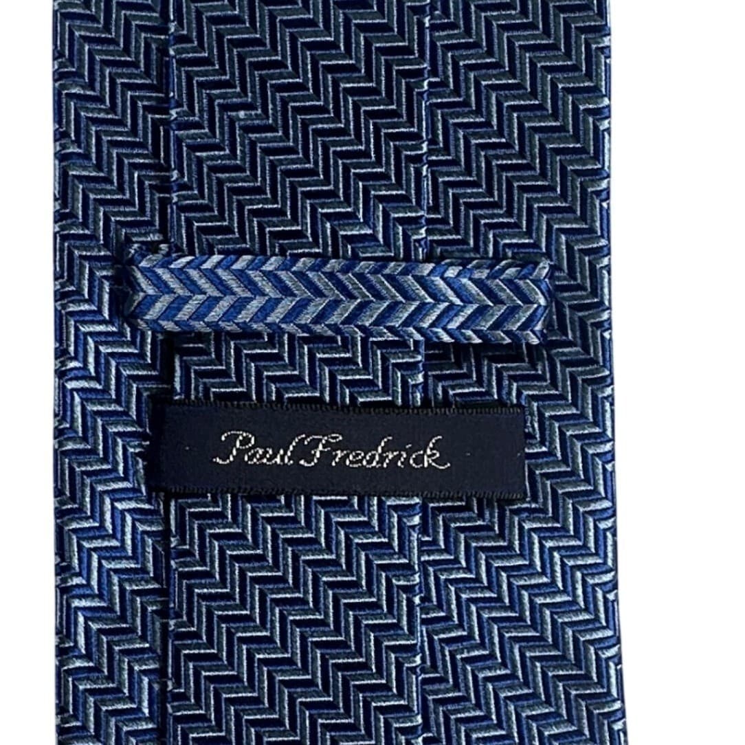 Paul Fredrick Mens Silk Tie Blue Geometric Pattern NWT - Thumbnail 4