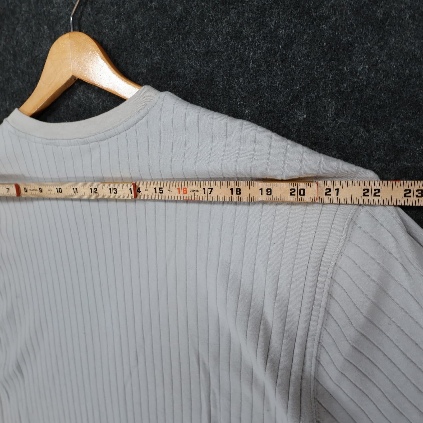 George V Neck T Shirt Mens XL Silver Excellent Ribbed Cotton Short Sleeve - Thumbnail 6