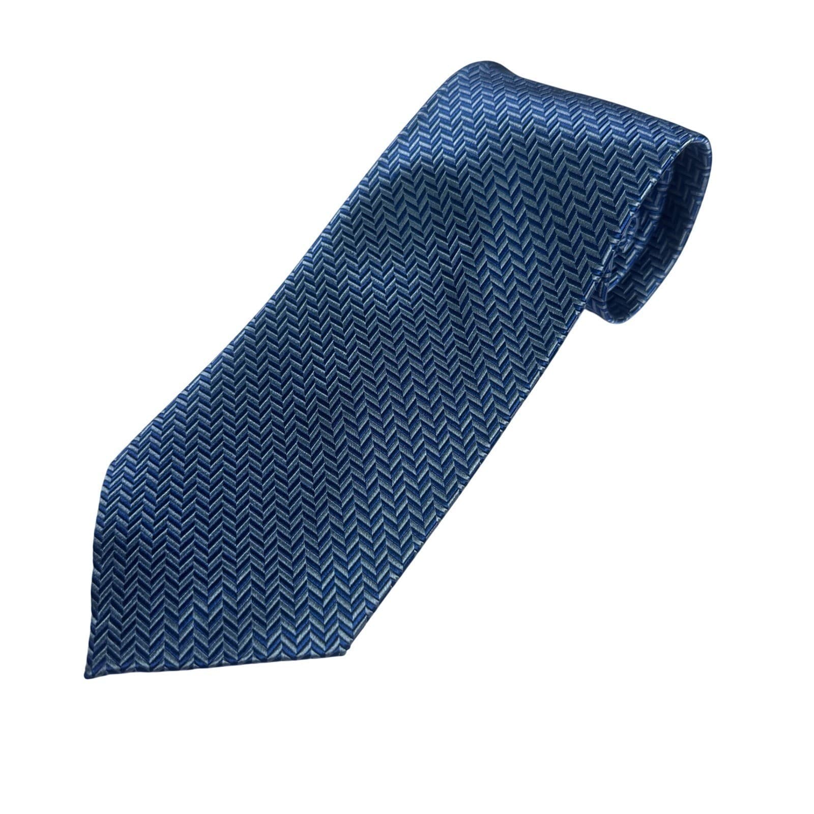 Paul Fredrick Mens Silk Tie Blue Geometric Pattern NWT - Thumbnail 2