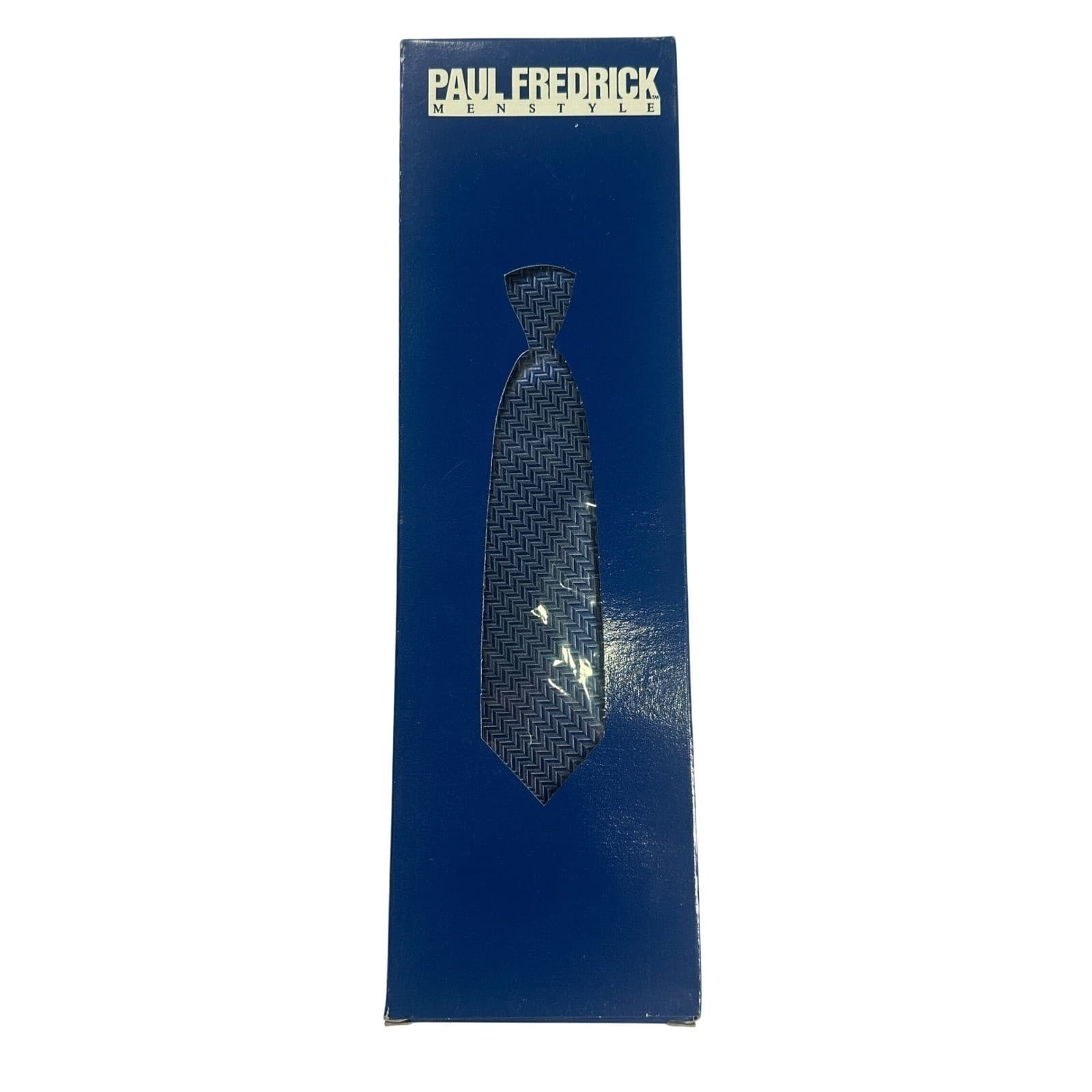 Paul Fredrick Mens Silk Tie Blue Geometric Pattern NWT - Thumbnail 5