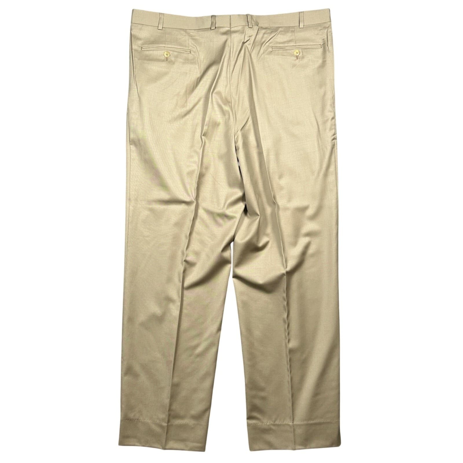 Carlo Mandrone Dress Pants Mens 44L Tan Pleated Made in Canada Trousers - Thumbnail 5