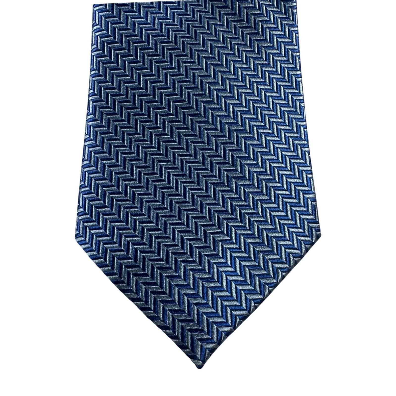 Paul Fredrick Mens Silk Tie Blue Geometric Pattern NWT - Thumbnail 3