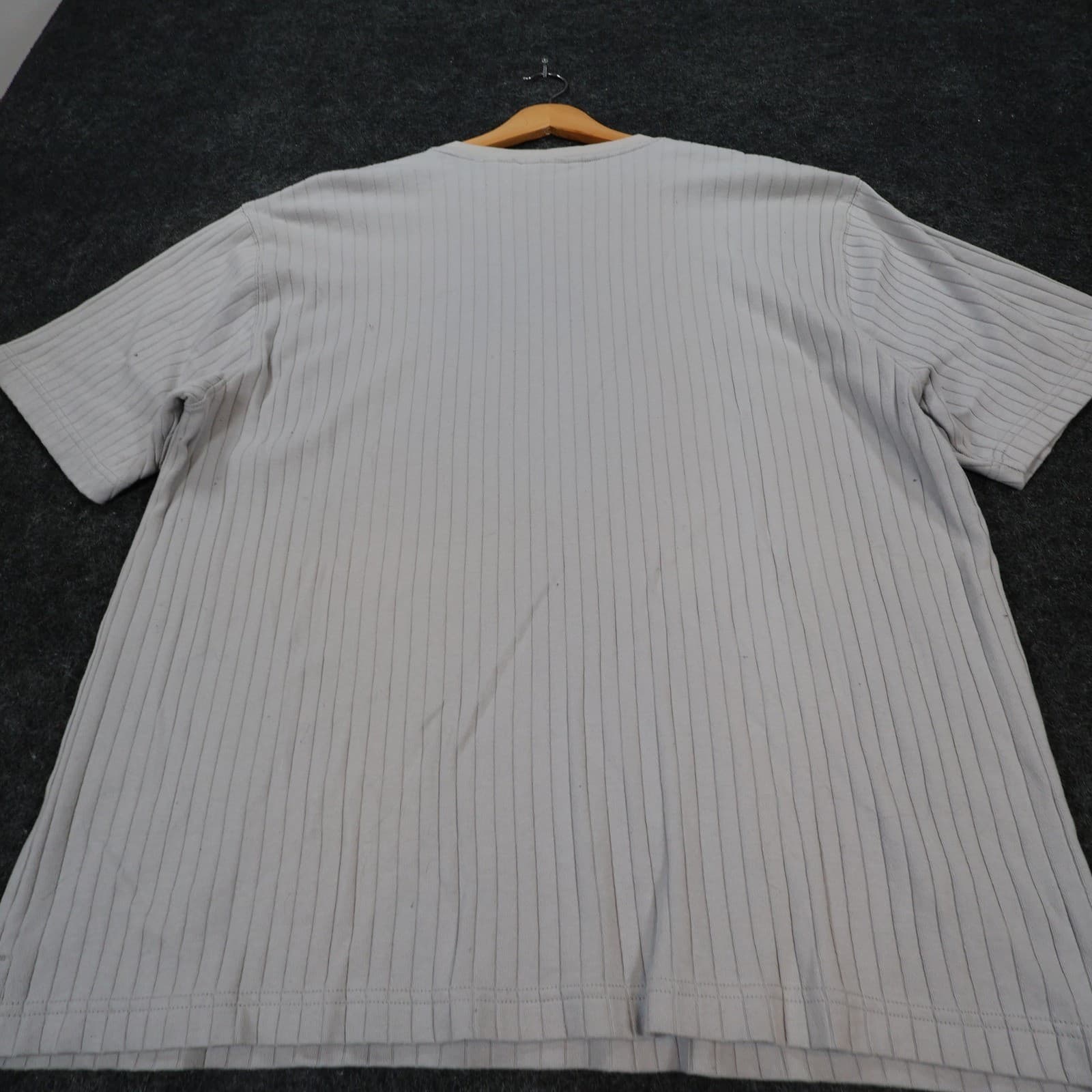 George V Neck T Shirt Mens XL Silver Excellent Ribbed Cotton Short Sleeve - Thumbnail 9