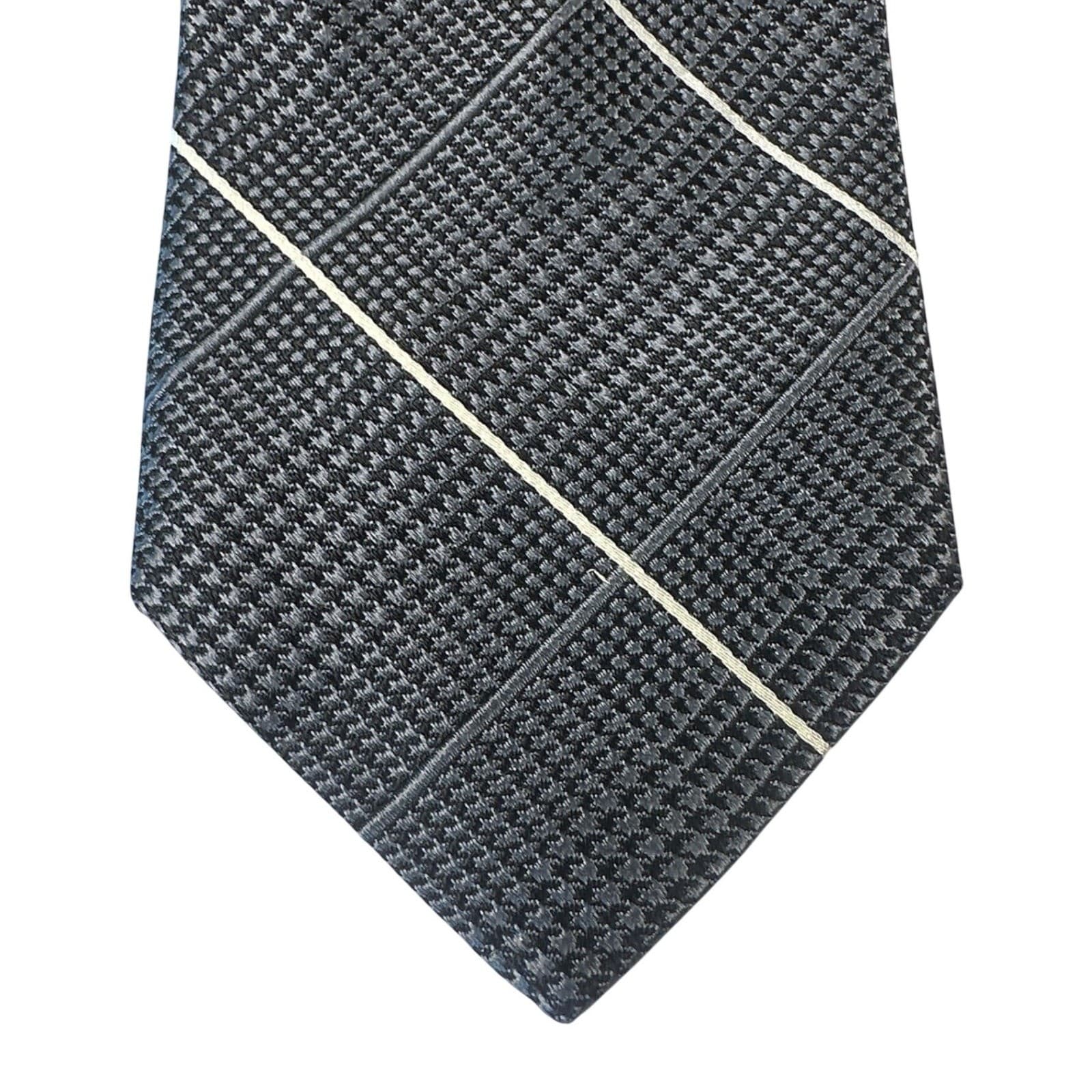 Paul Fredrick Men's Silk Tie Charcoal Gray Woven Pattern Formal Business - Thumbnail 3