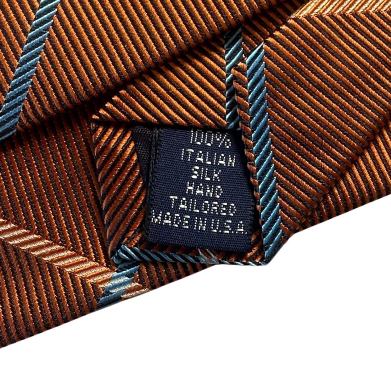 Paul Fredrick Mens Silk Plaid Necktie Brown Blue Tan NWT - Thumbnail 5