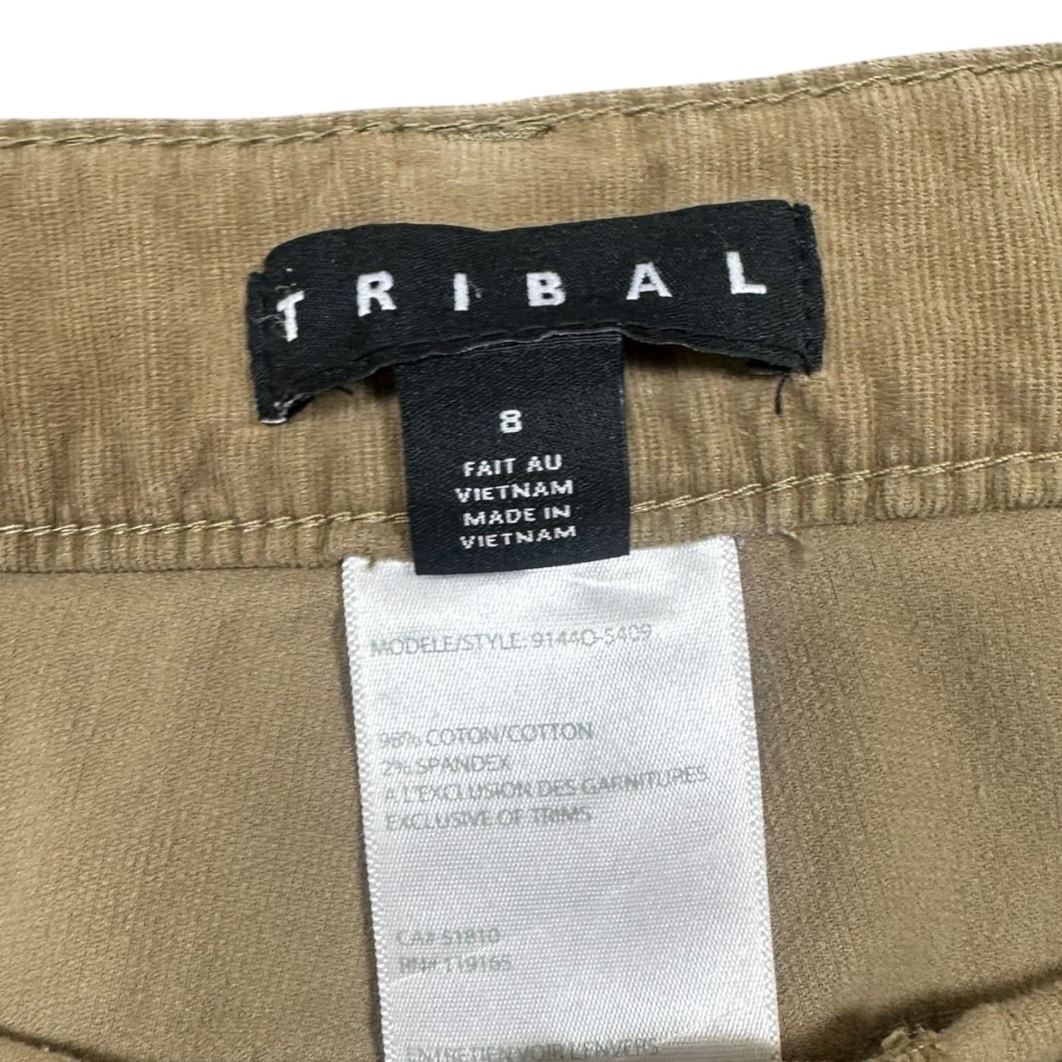 Tribal Women's Size 8 Khaki Corduroy Straight Leg Casual Pants - Thumbnail 4
