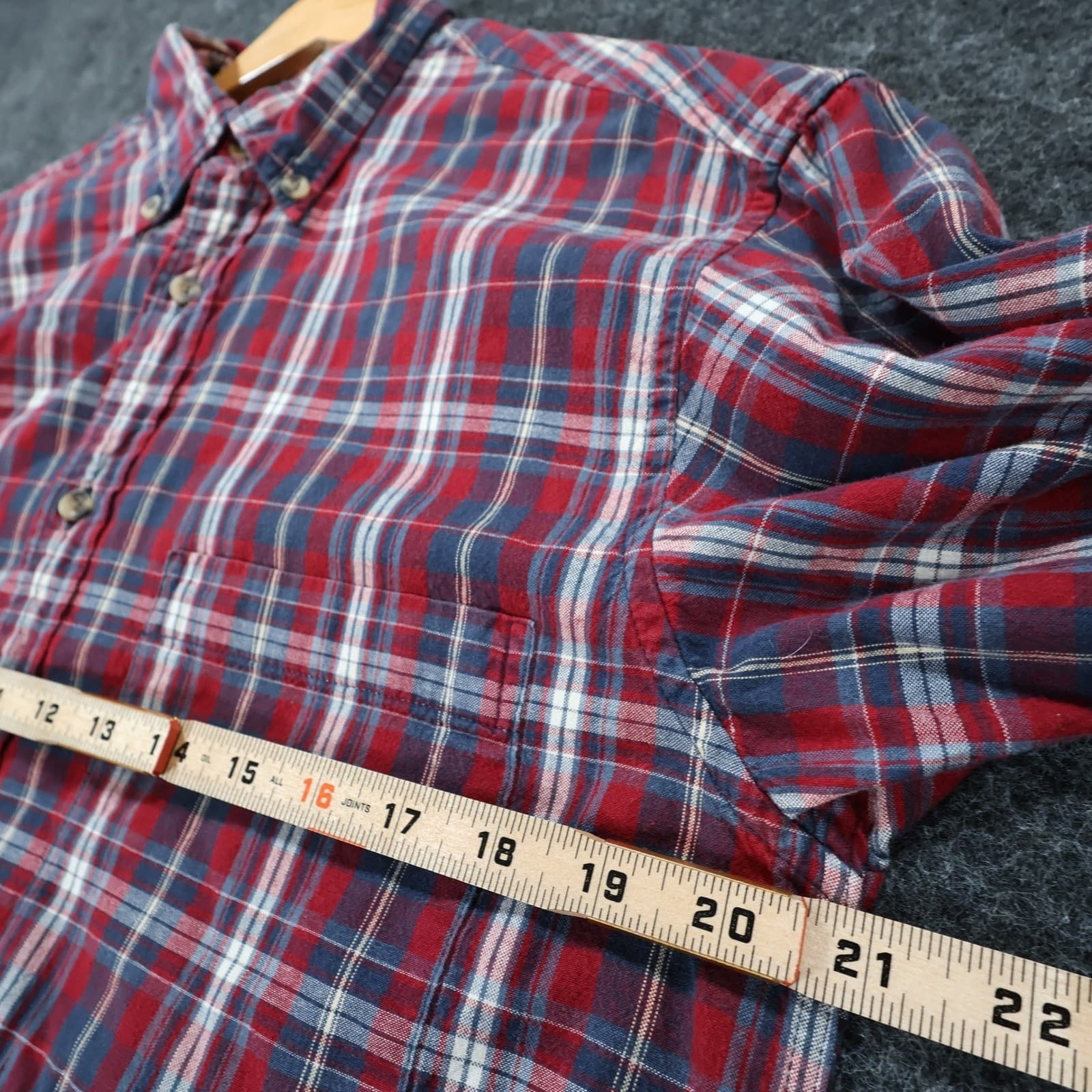 Arrow Button Down Mens Size S Red Excellent Plaid Short Sleeve - Thumbnail 4