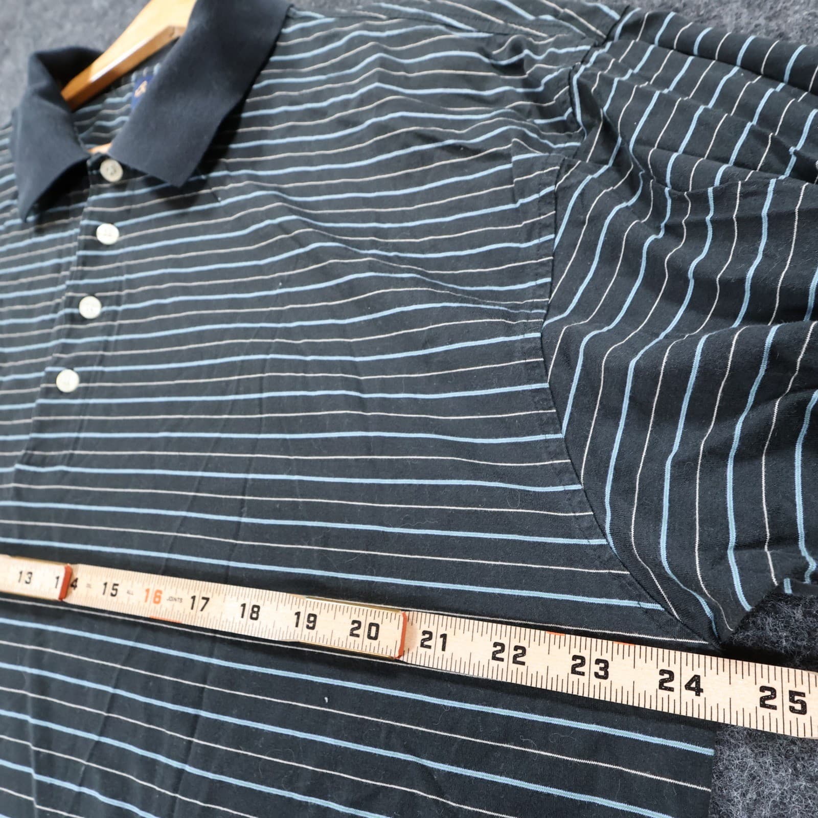 Byron Nelson Polo Mens XL Black Excellent Striped Cotton Short Sleeve Golf Shirt - Thumbnail 4