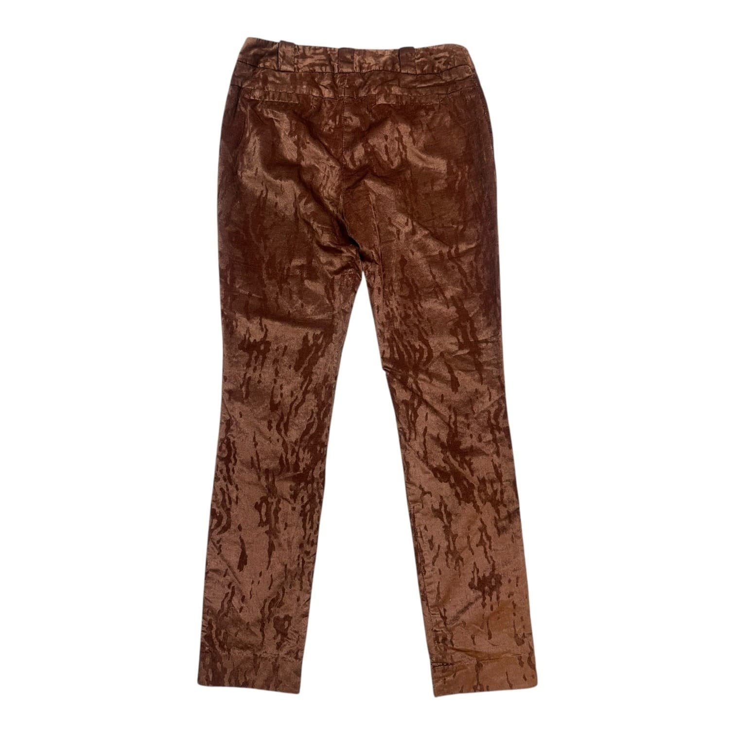 ETCETERA Women's Size 6 Brown Burnout Velvet Straight Leg Pants - Thumbnail 2