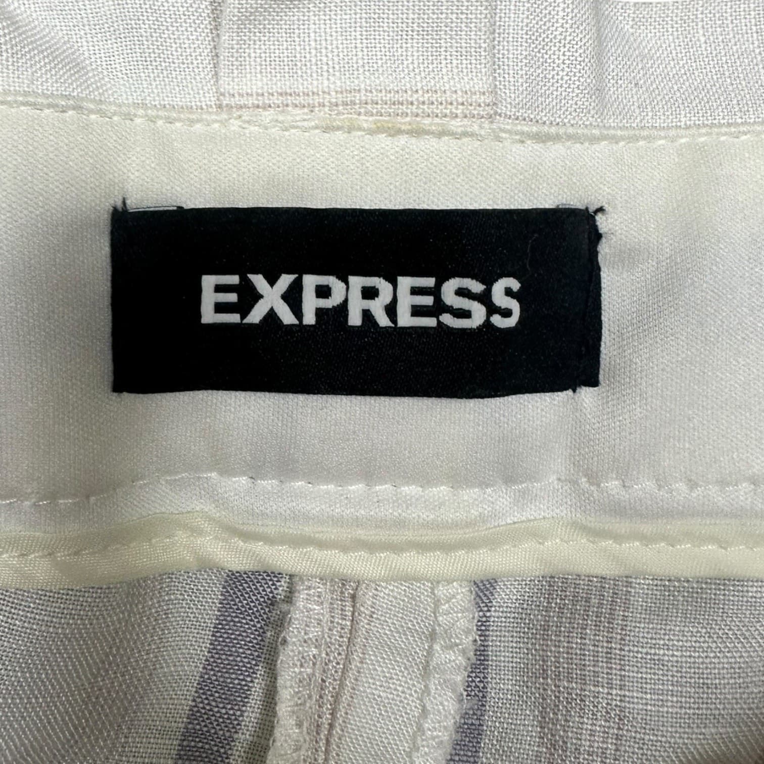 Express Women's Striped Paperbag Tie-Waist Ankle Pants Cream Multi - Thumbnail 3