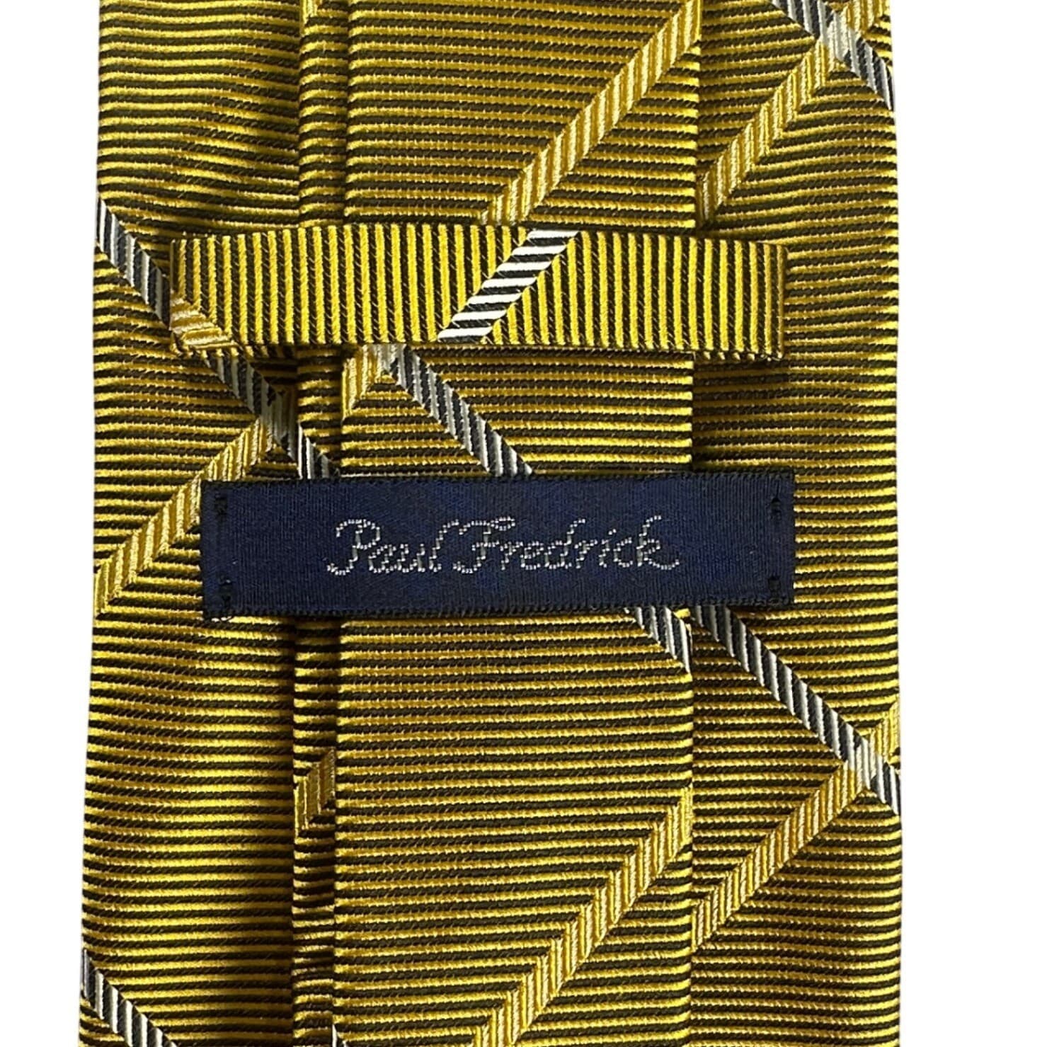 Paul Fredrick Mens Yellow Plaid Silk Necktie Tailored in USA NWT - Thumbnail 4