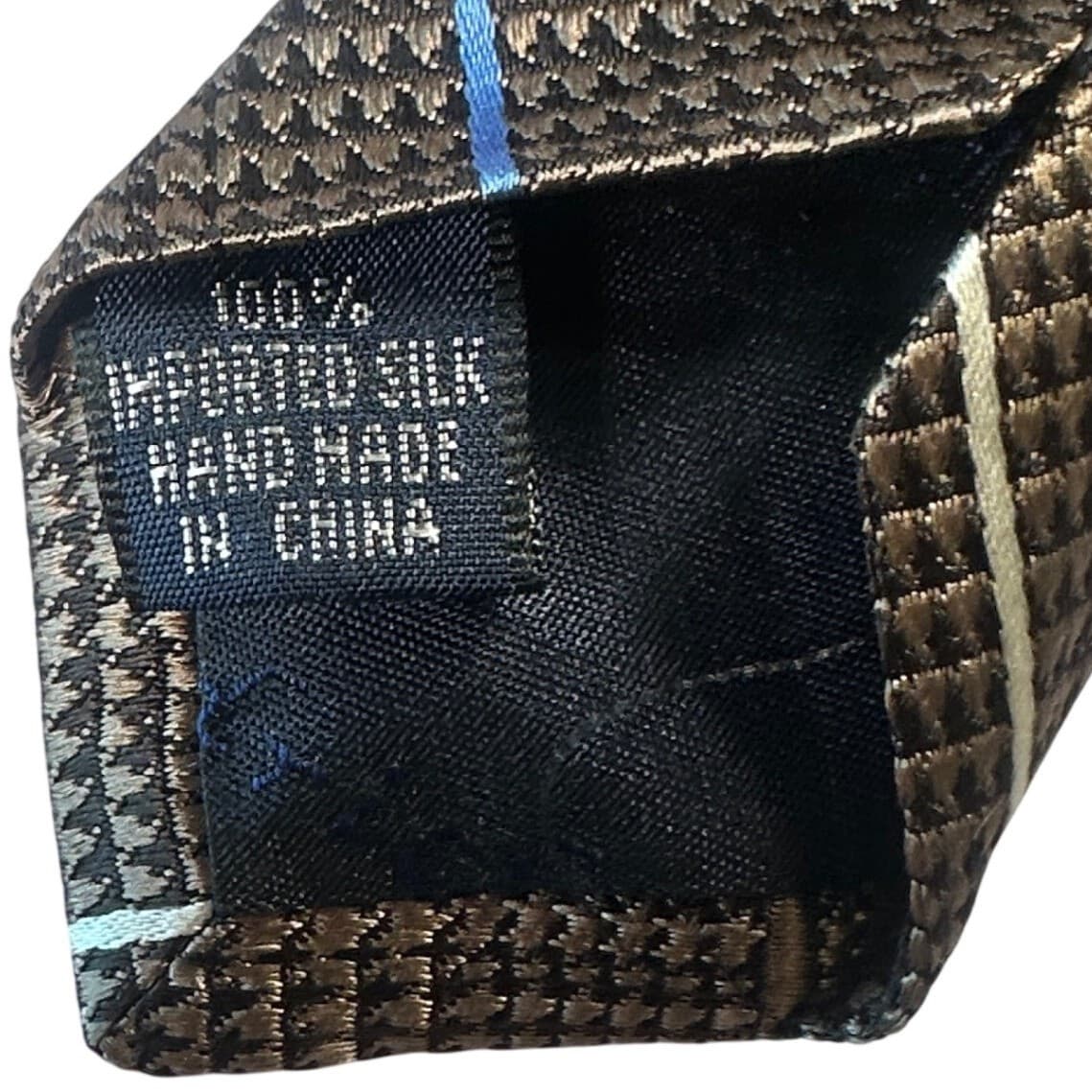 Paul Fredrick Mens Silk Plaid Necktie Brown Blue White Formal Business NWT - Thumbnail 4