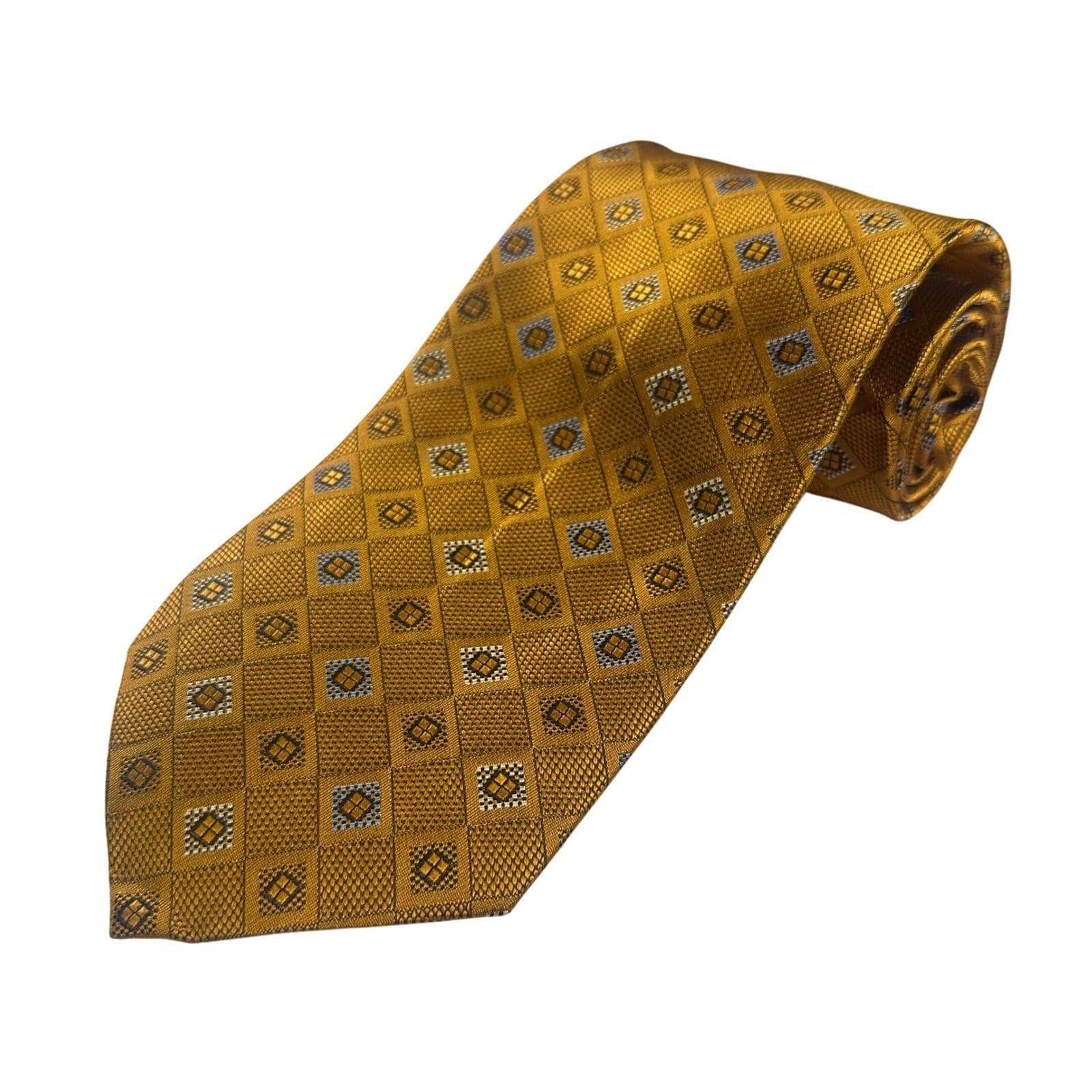 Paul Fredrick Mens 100% Italian Silk Hand Tailored Geometric Pattern Necktie NWT - Thumbnail 2